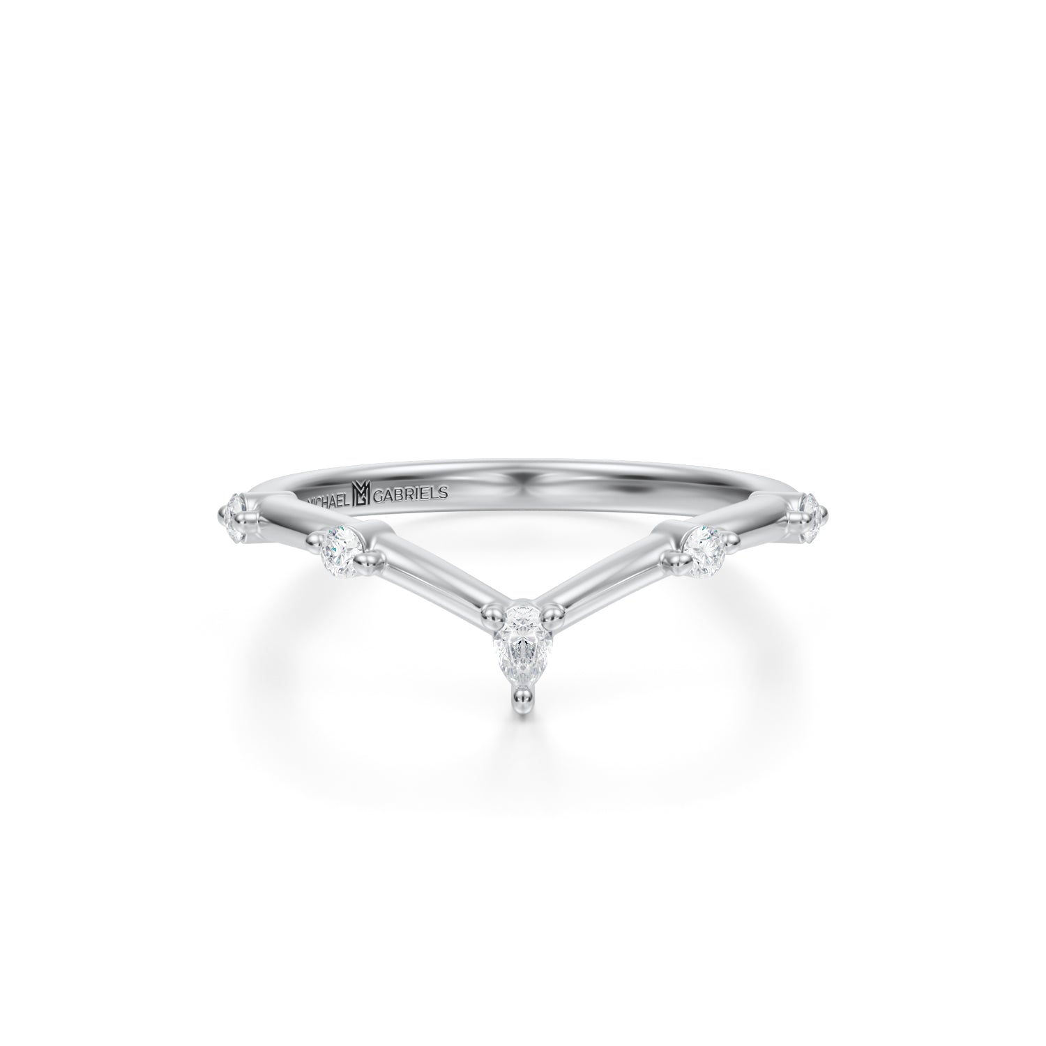Round & Pear Curved Distance Wedding Band - Michael Gabriels