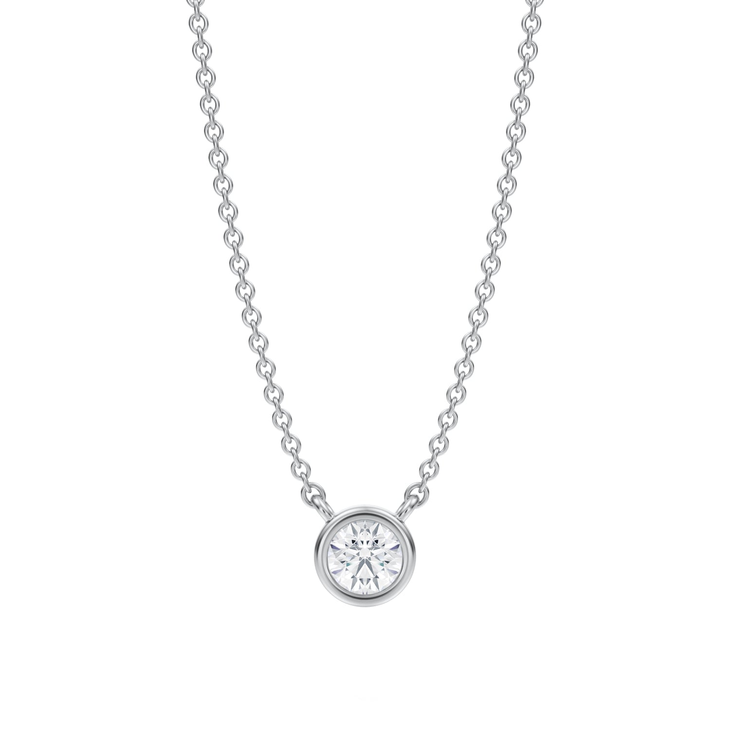 Round Bezel Solitaire Pendant Necklace - Michael Gabriels