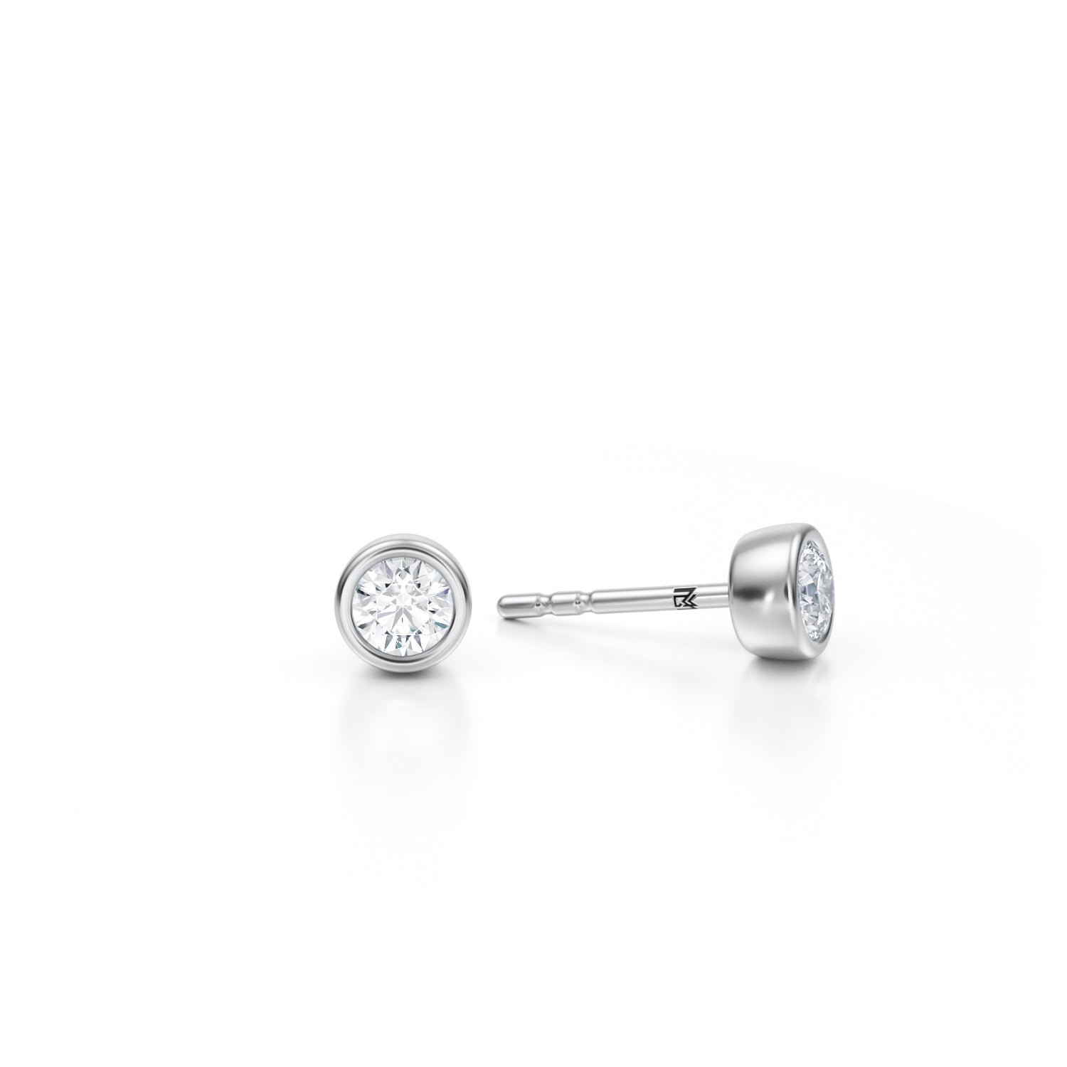 Round Bezel Stud Lab Grown Diamond Earrings - Michael Gabriels