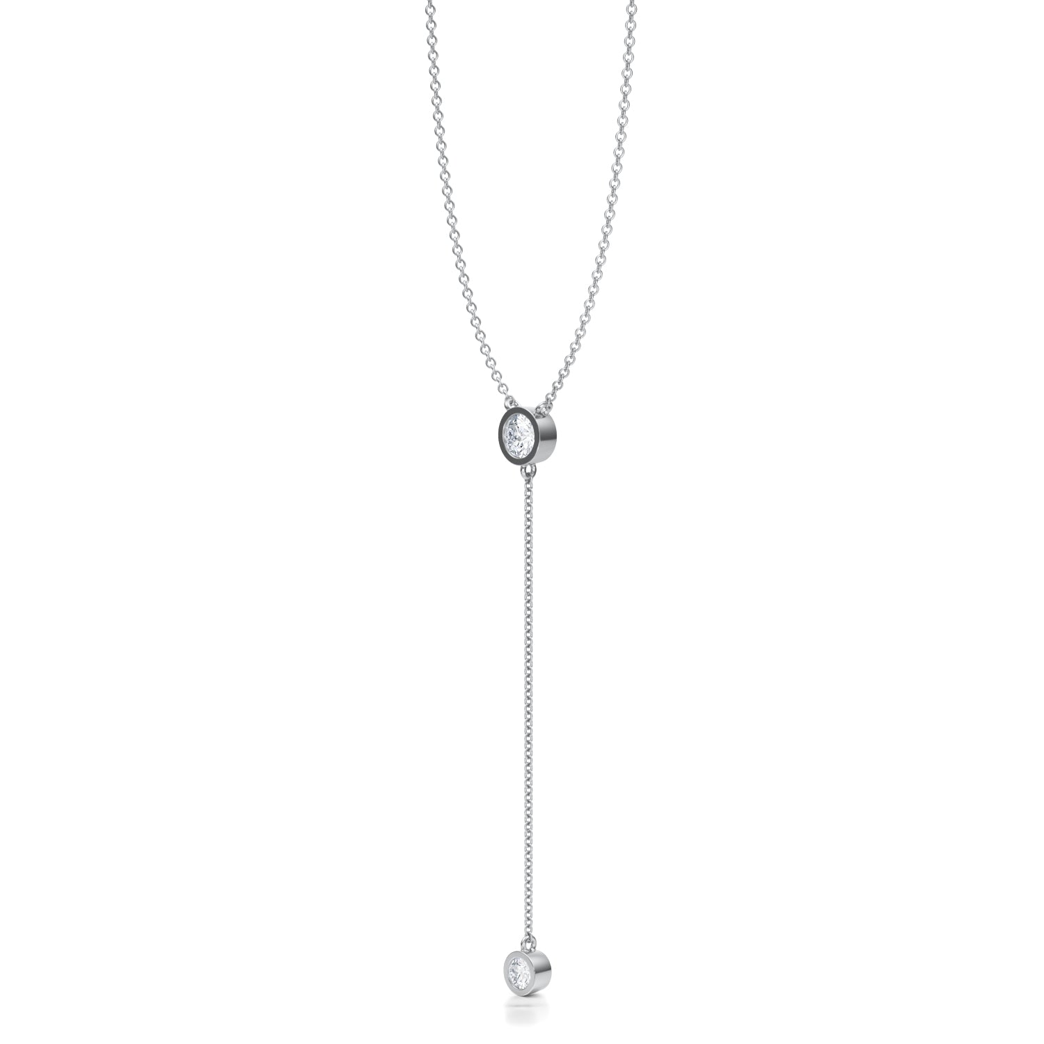 Round Lab Grown Diamond Bezel Lariat - Michael Gabriels