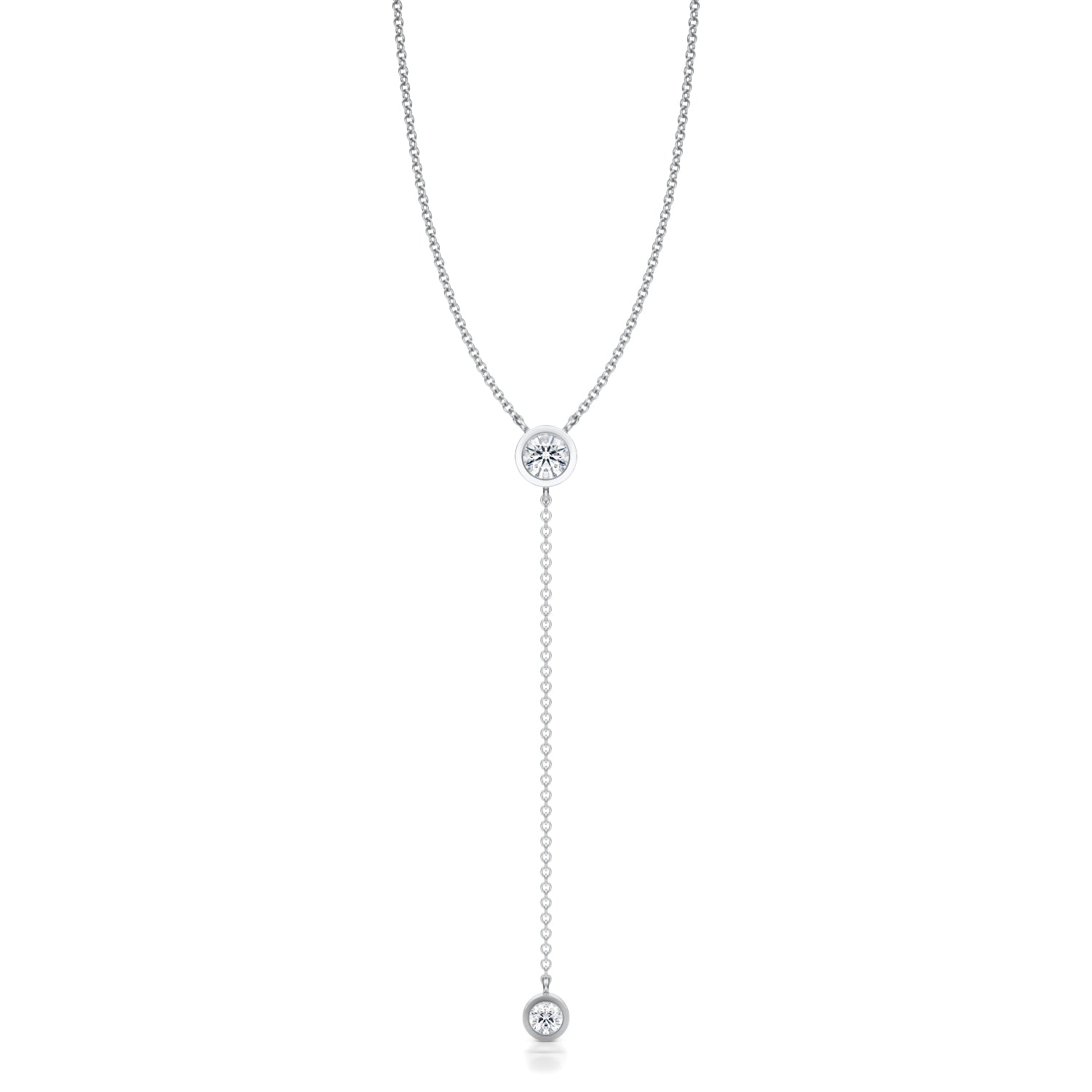 Round Lab Grown Diamond Bezel Lariat - Michael Gabriels