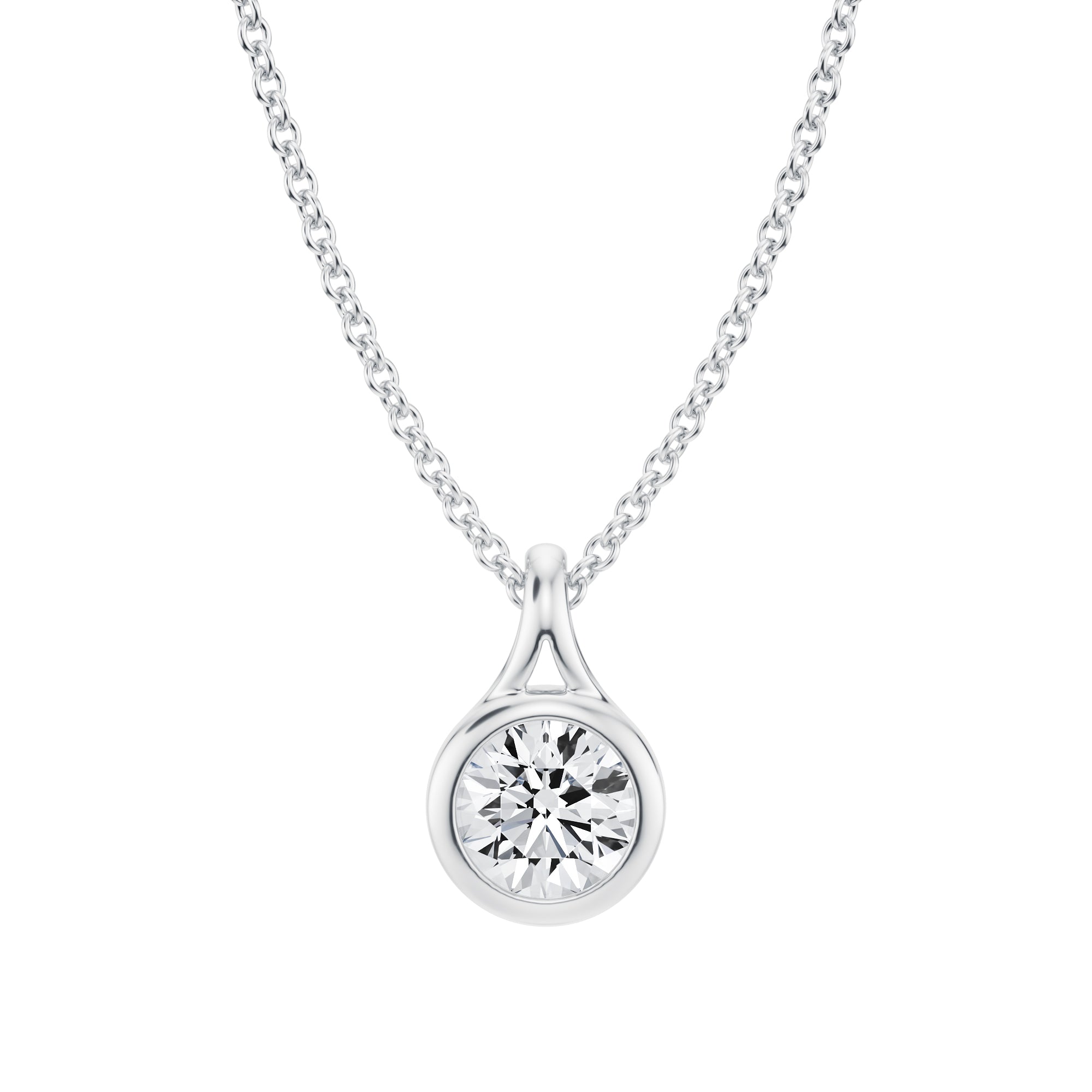 Round Lab Grown Diamond Bezel Necklace - 1/2 Carat - Michael Gabriels