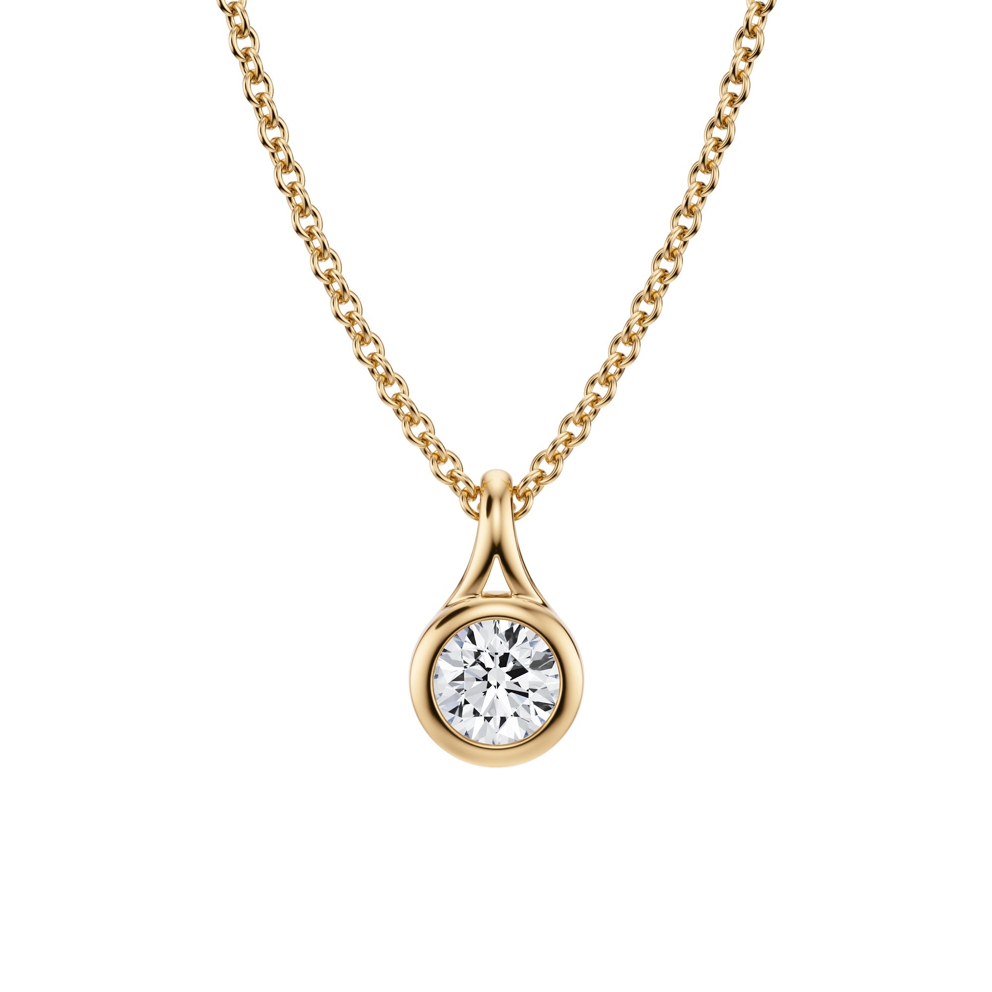 Round Lab Grown Diamond Bezel Necklace - Michael Gabriels