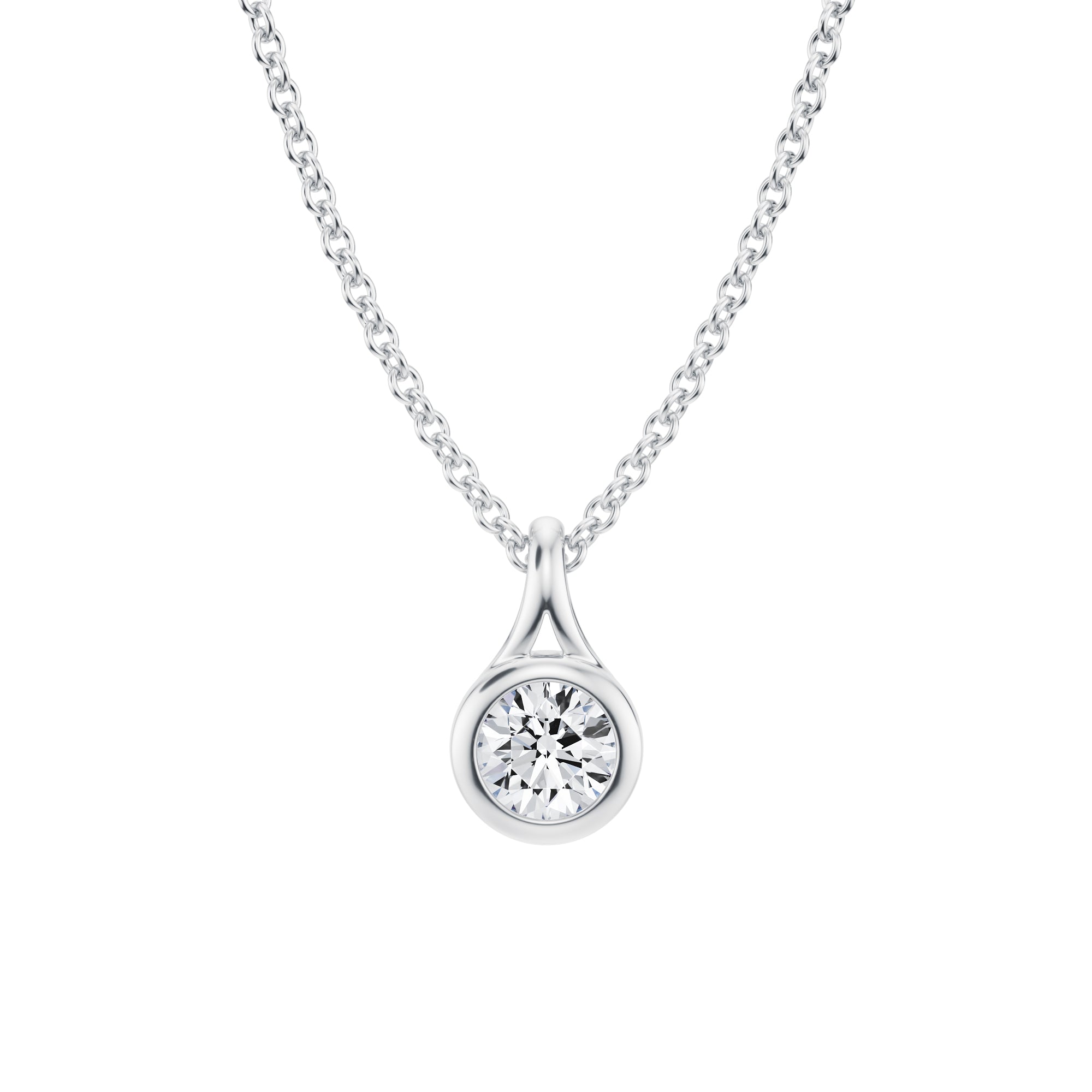 Round Lab Grown Diamond Bezel Necklace - Michael Gabriels