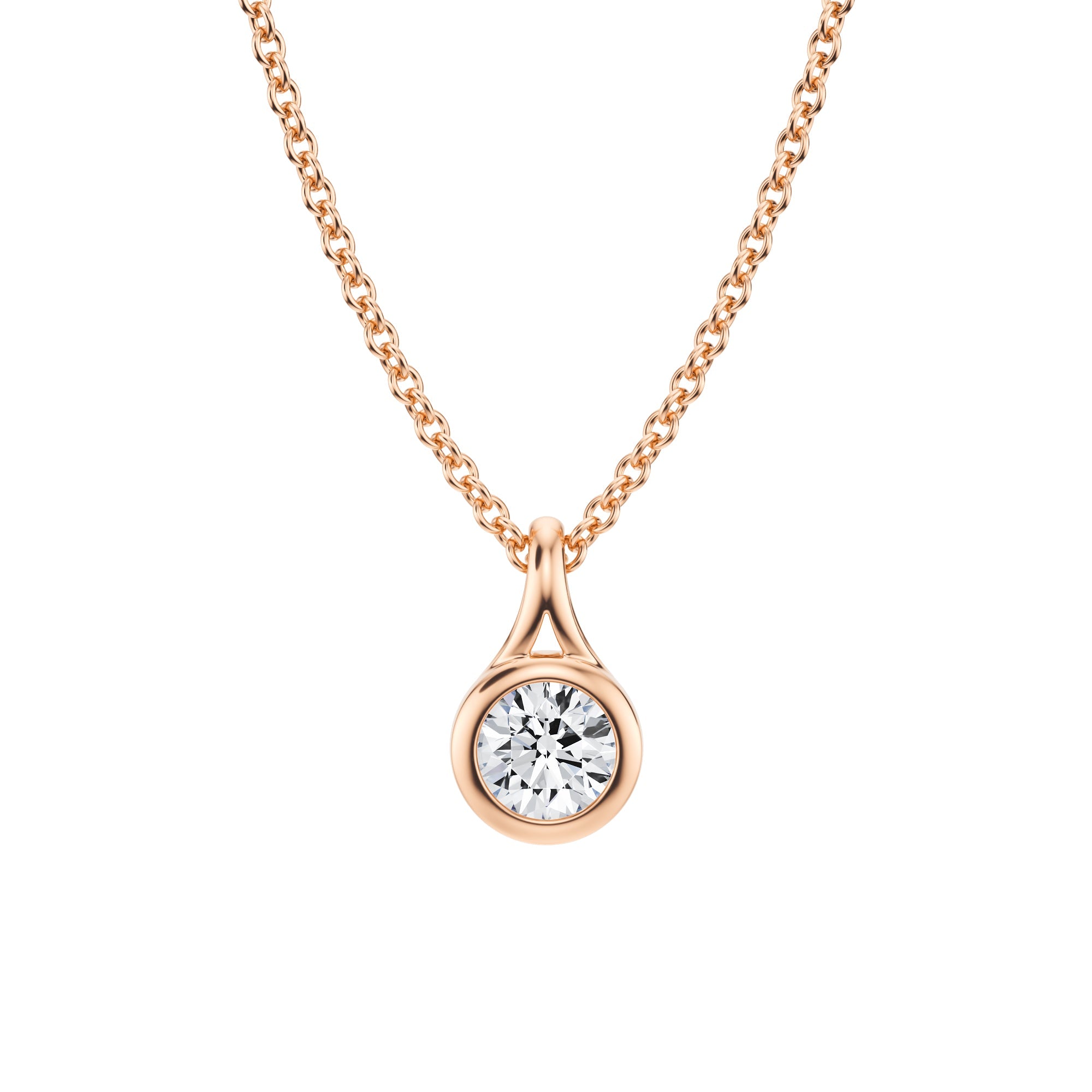 Round Lab Grown Diamond Bezel Necklace - Michael Gabriels
