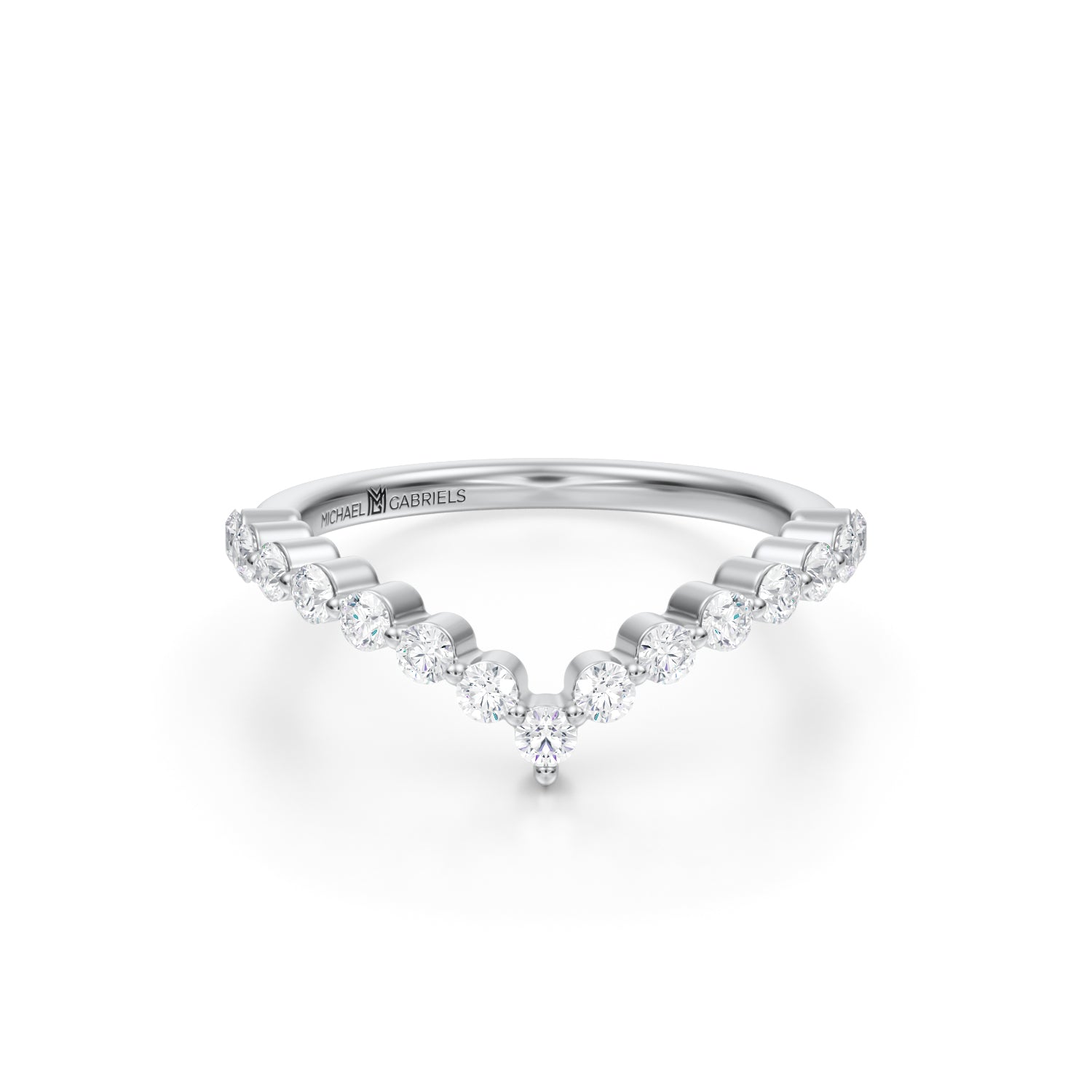 Single Prong Chevron Wedding Band - Michael Gabriels