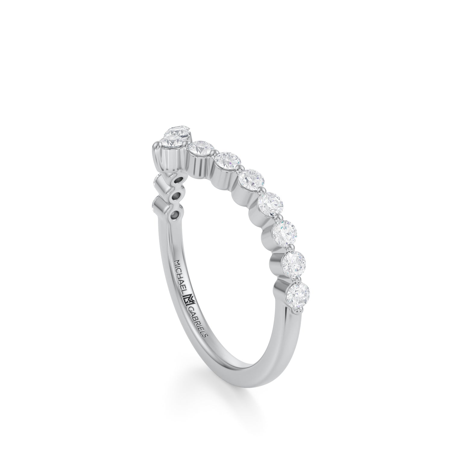 Single Prong Chevron Wedding Band - Michael Gabriels