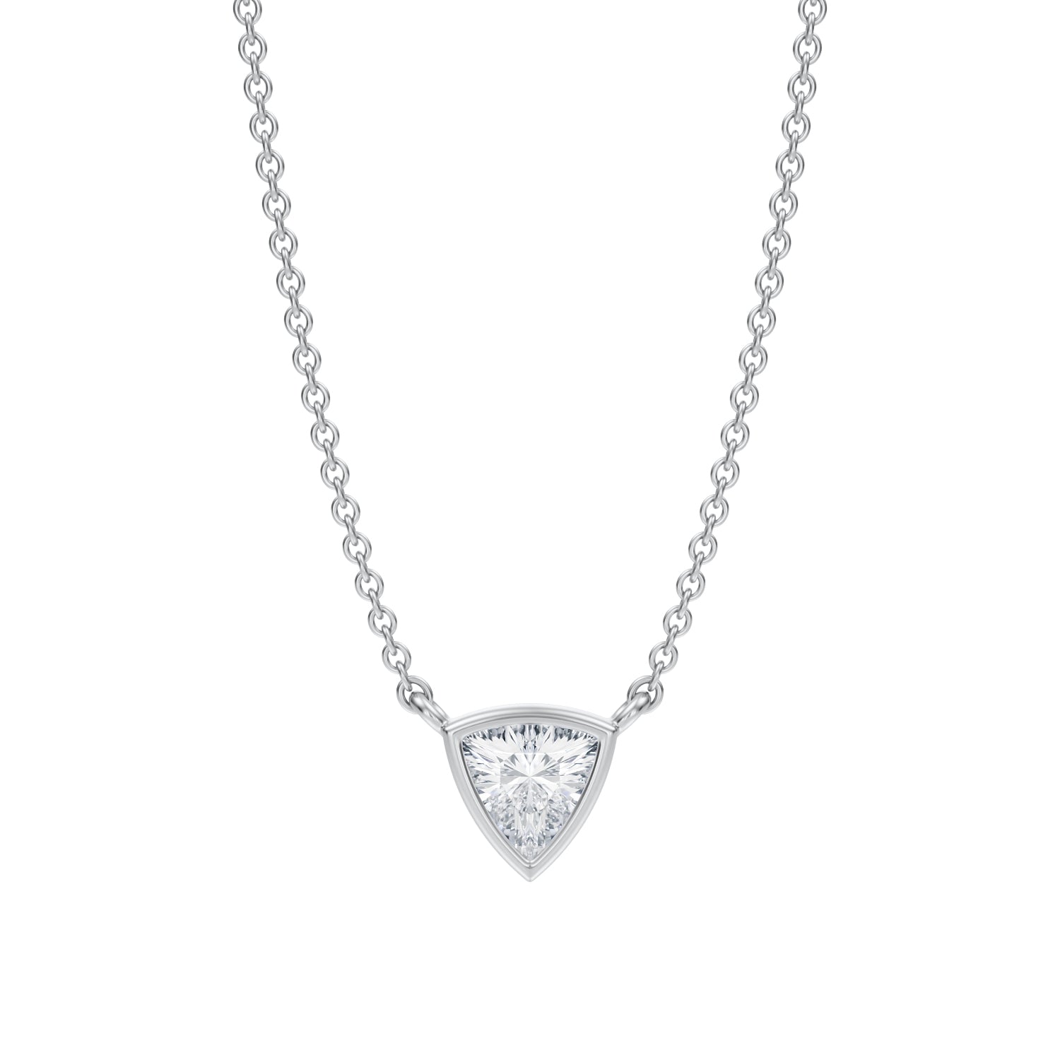 Trillion Bezel Solitaire Pendant Necklace - Michael Gabriels