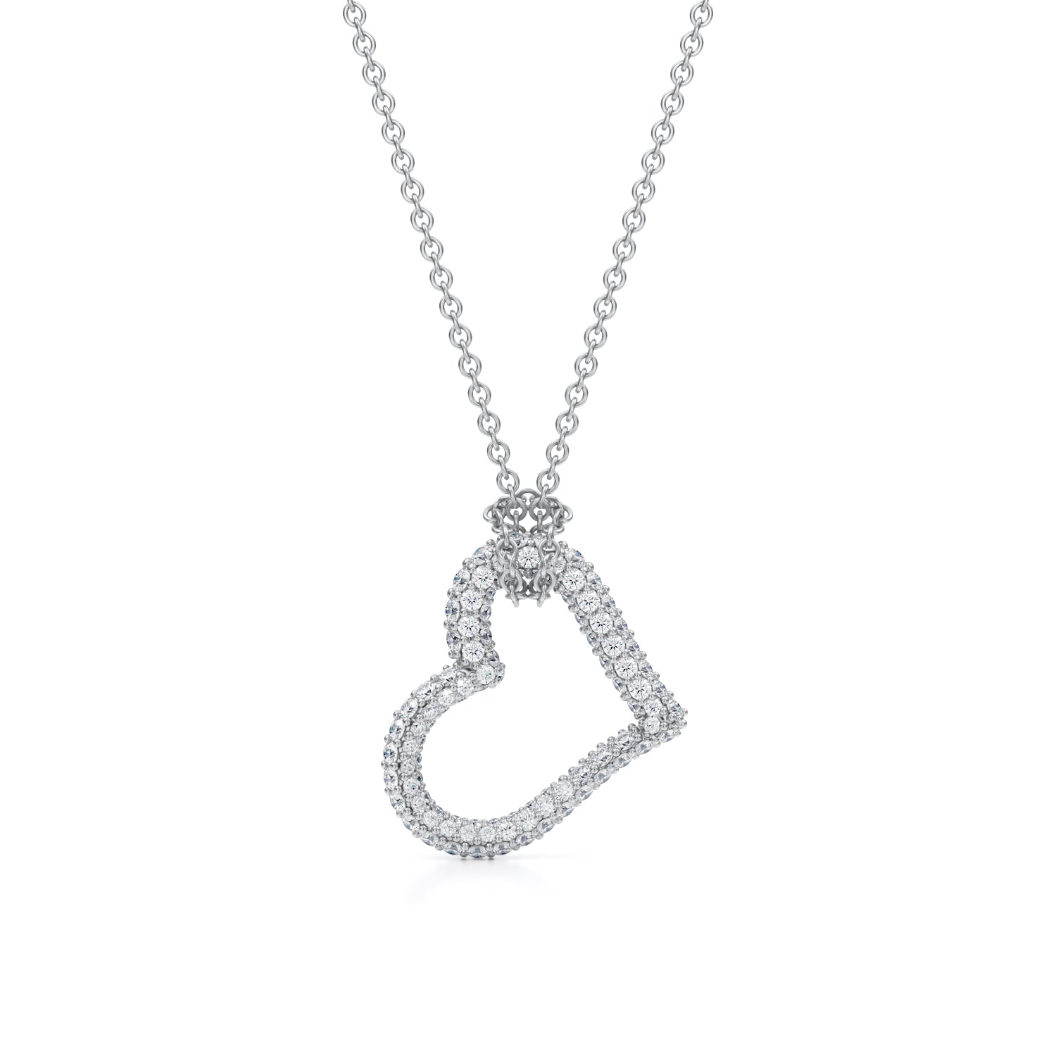 Trio Pave Lab Grown Diamond Heart Necklace - Michael Gabriels