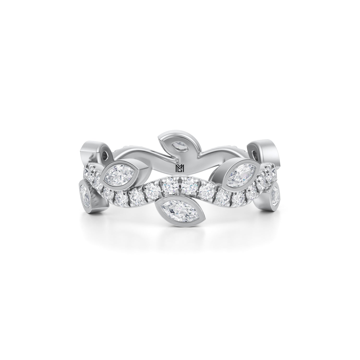 Vine Eternity Diamond Leaf Ring | Bezel - Michael Gabriels