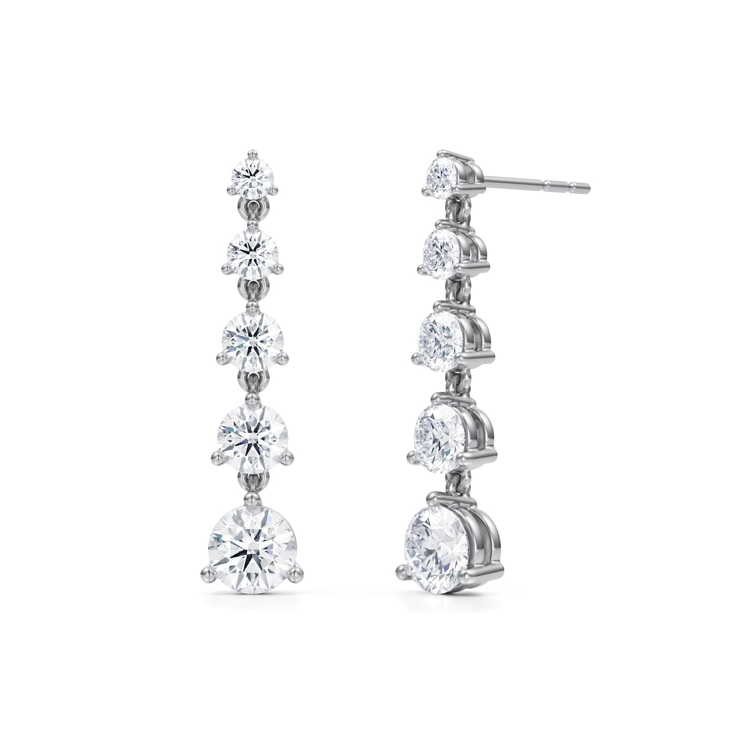 5 Graduated Round Lab Grown Diamond Dangle Earrings - Michael Gabriels