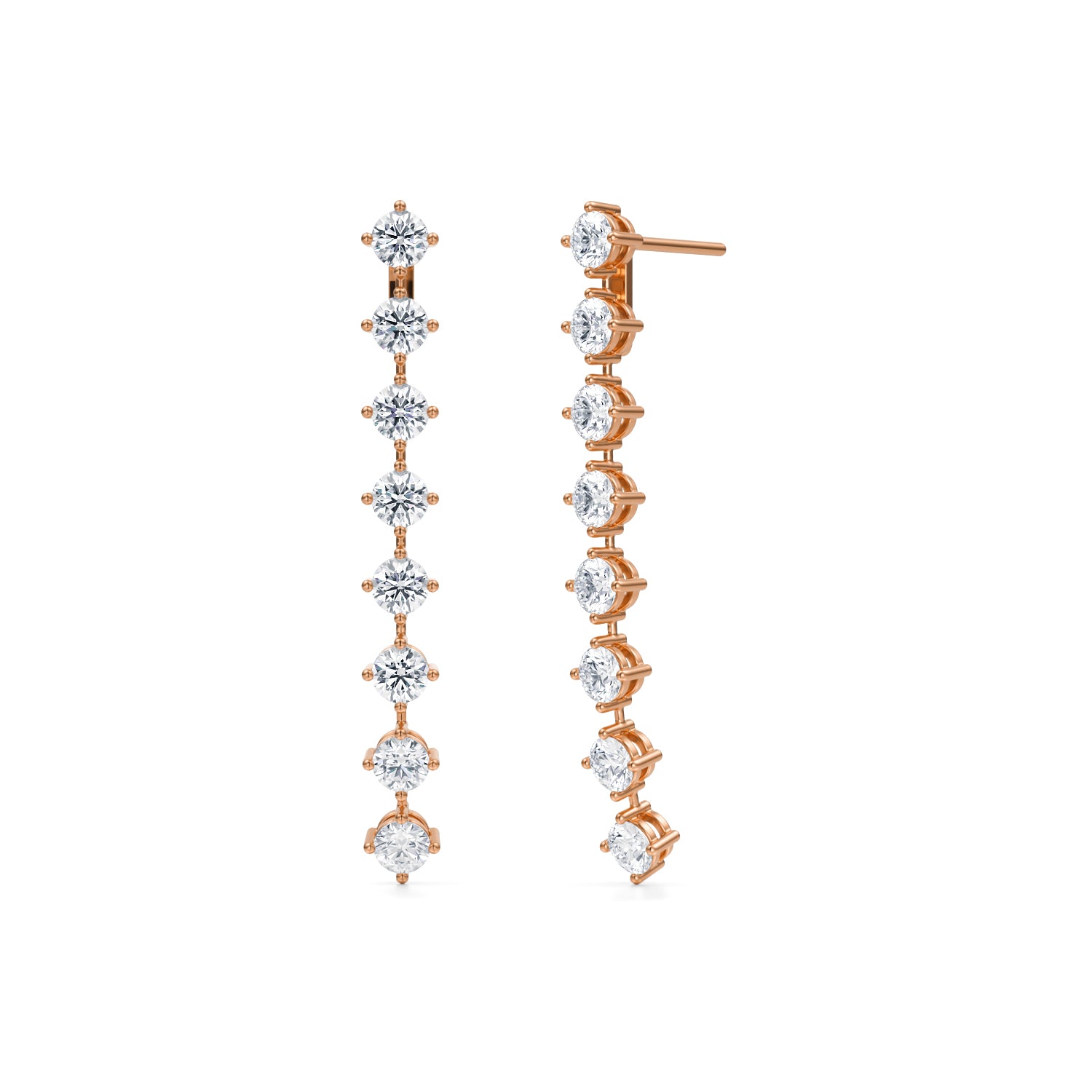 8 Stone Round Lab Grown Diamond Drop Earrings - Michael Gabriels
