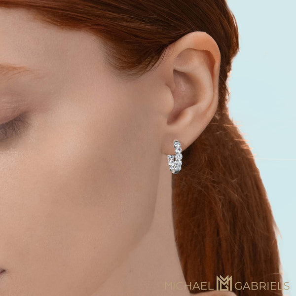 Inside Outside Lab Grown Diamond Hoop Earrings - 2 Carat