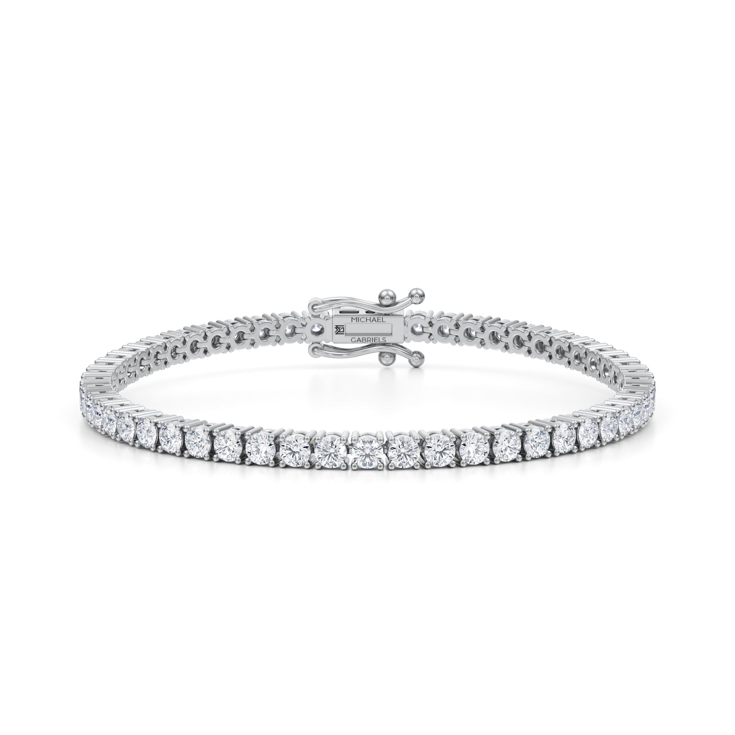 14K White Gold Classic Diamond Tennis Bracelet, 5 carats, Miami