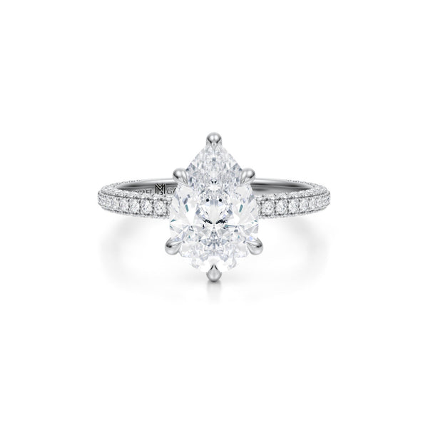 Pear Trio Pave Ring With Pave Prongs