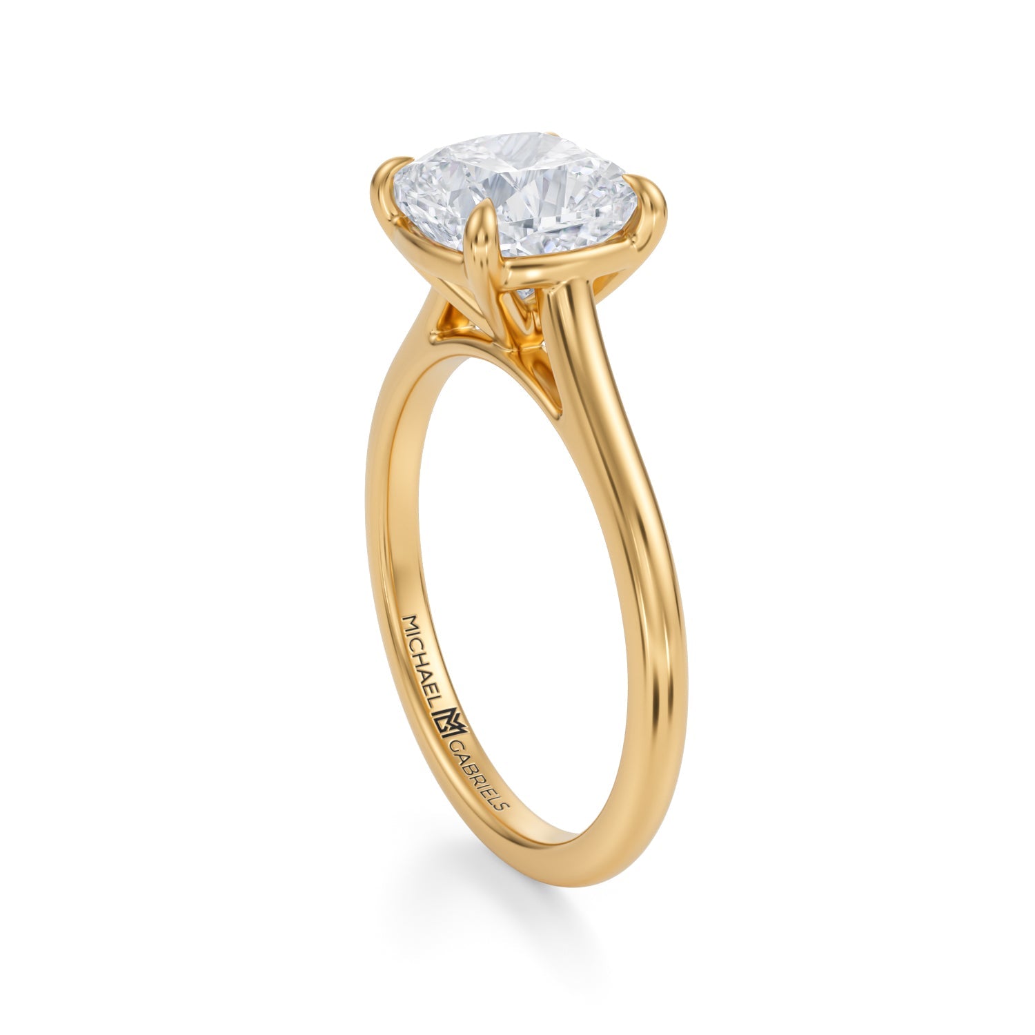 Classic Cushion Cathedral Ring (3.20 Carat F-VS1) - Michael Gabriels