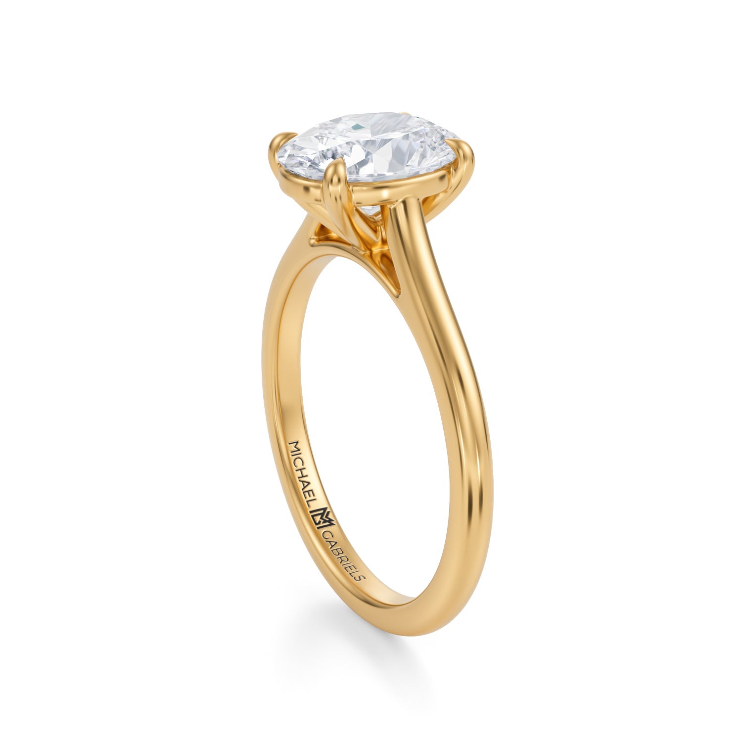 Classic Oval Cathedral Ring (1.20 Carat F-VS1) - Michael Gabriels