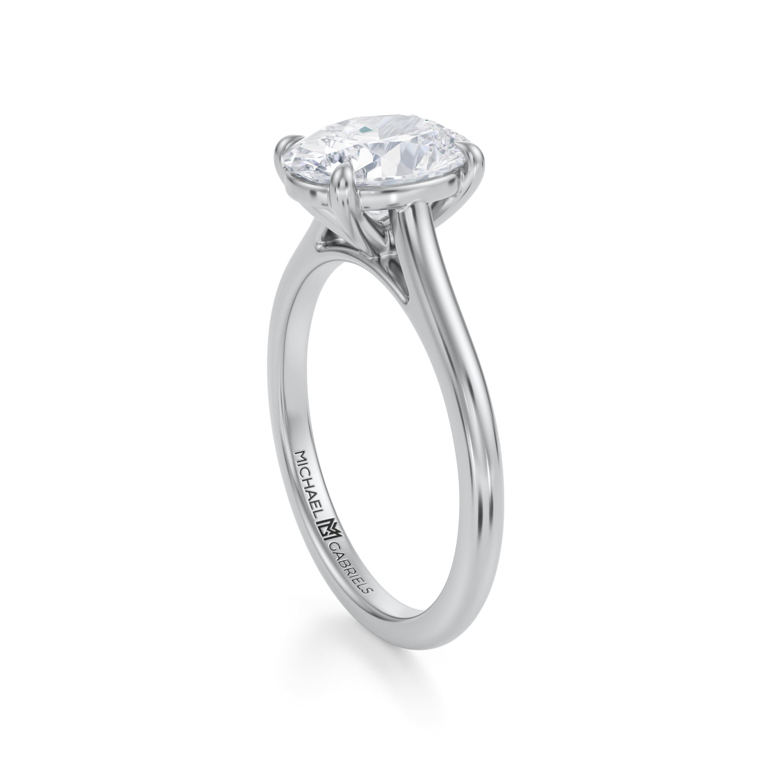 Classic Oval Cathedral Ring (1.50 Carat E-VS1) - Michael Gabriels