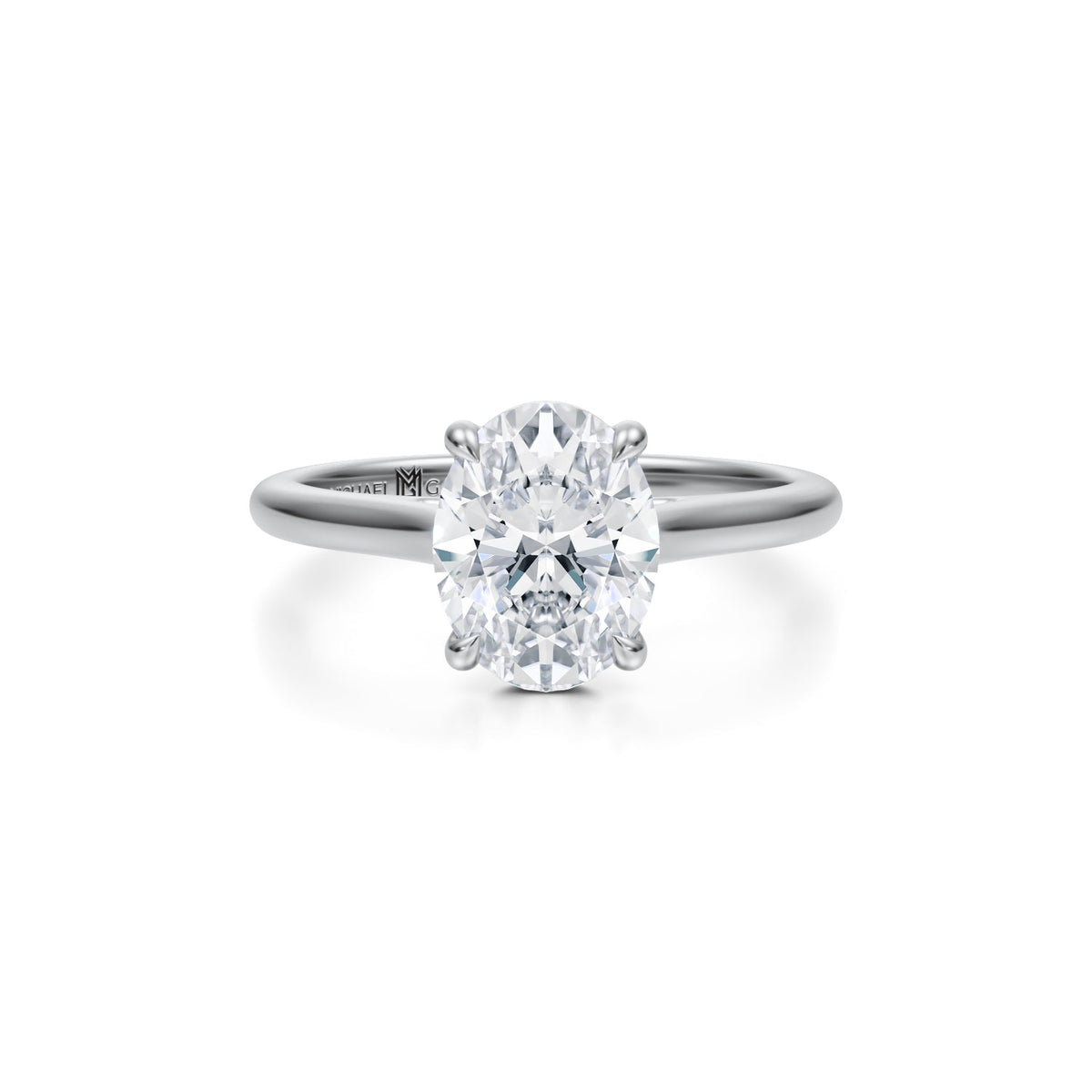 Classic Oval Cathedral Ring (3.00 Carat F-VVS2) - Michael Gabriels
