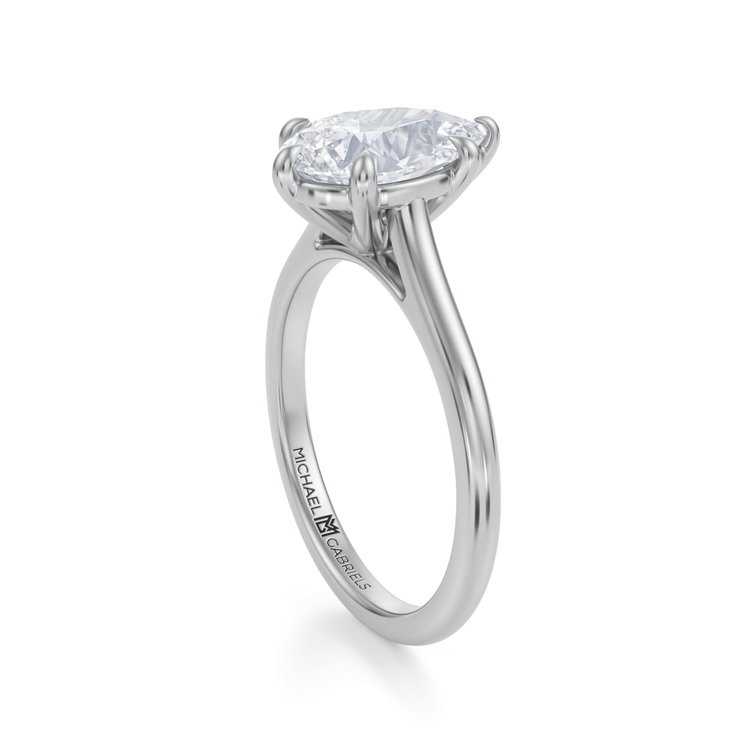 Classic Pear Cathedral Ring (1.00 Carat E-VS1) - Michael Gabriels