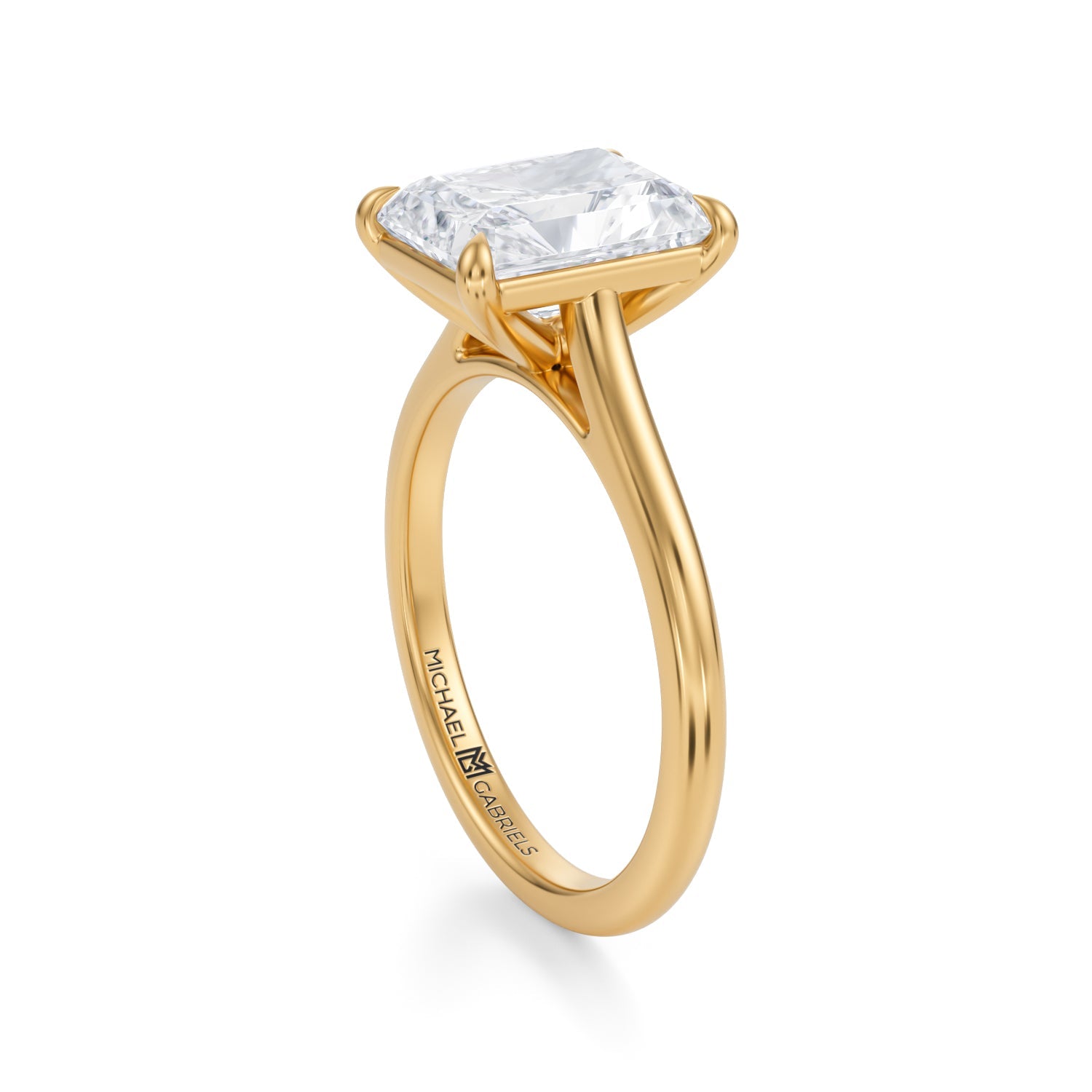 Classic Radiant Cathedral Ring (3.70 Carat G-VVS2) - Michael Gabriels