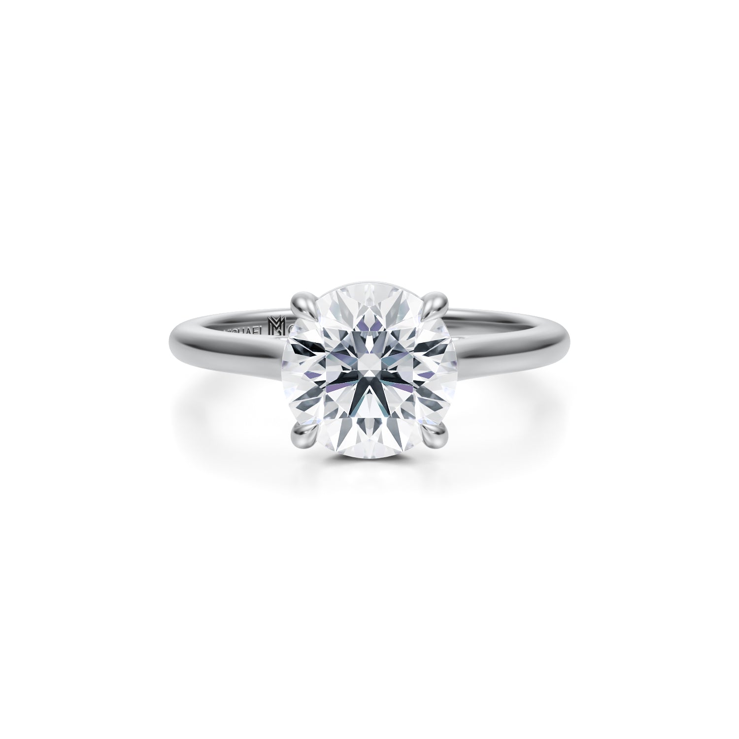 Classic Round Cathedral Ring (2.00 Carat F-VS1) - Michael Gabriels