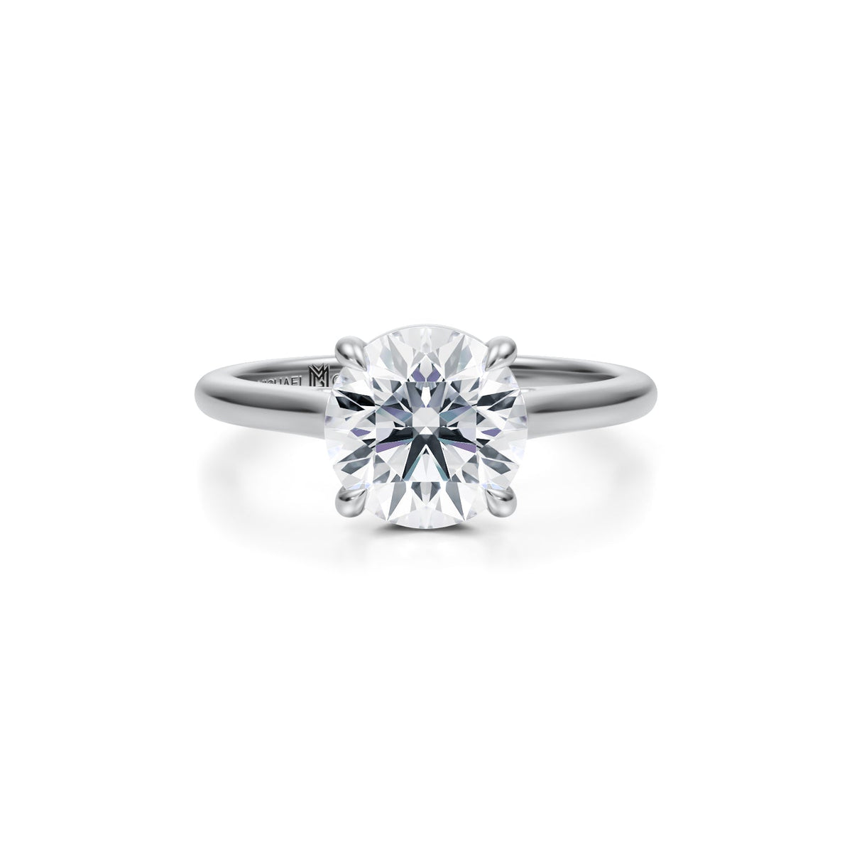 Classic Round Cathedral Ring (3.00 Carat F-VVS2) - Michael Gabriels