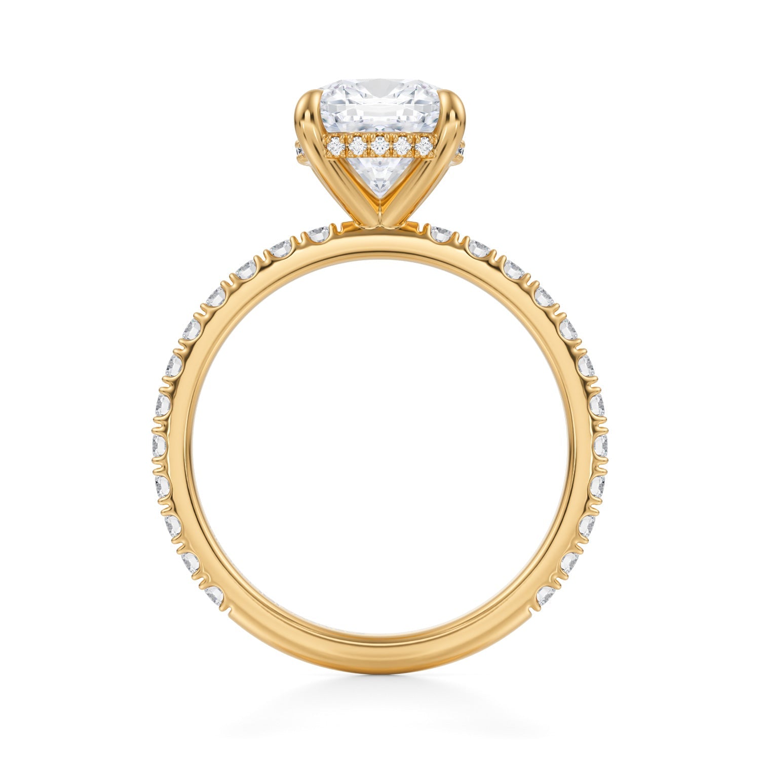 Cushion Invisible Halo With Pave Ring (2.00 Carat F-VVS2) - Michael Gabriels