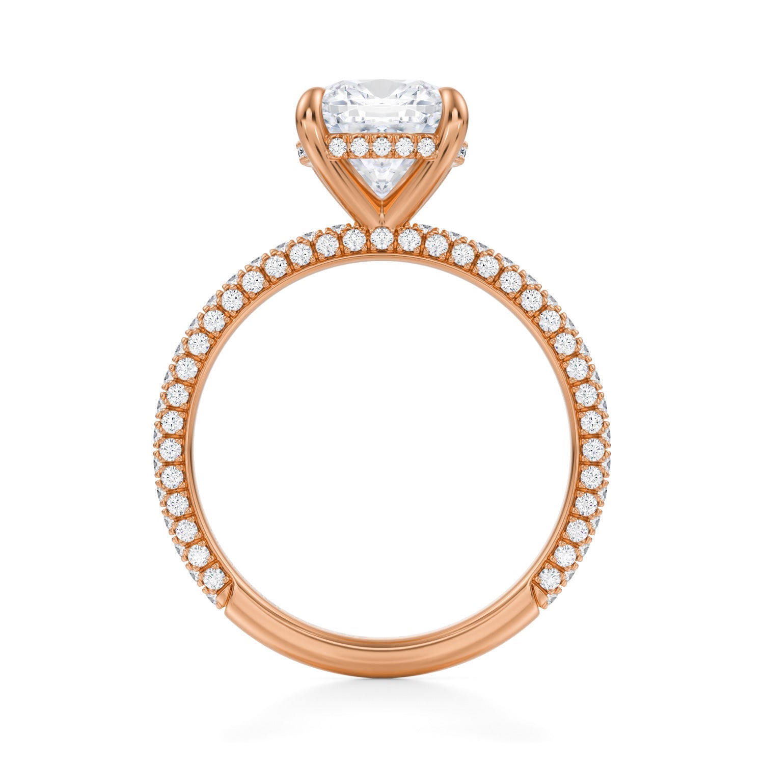 Cushion Invisible Halo With Trio Pave Ring (3.70 Carat F-VS1) - Michael Gabriels