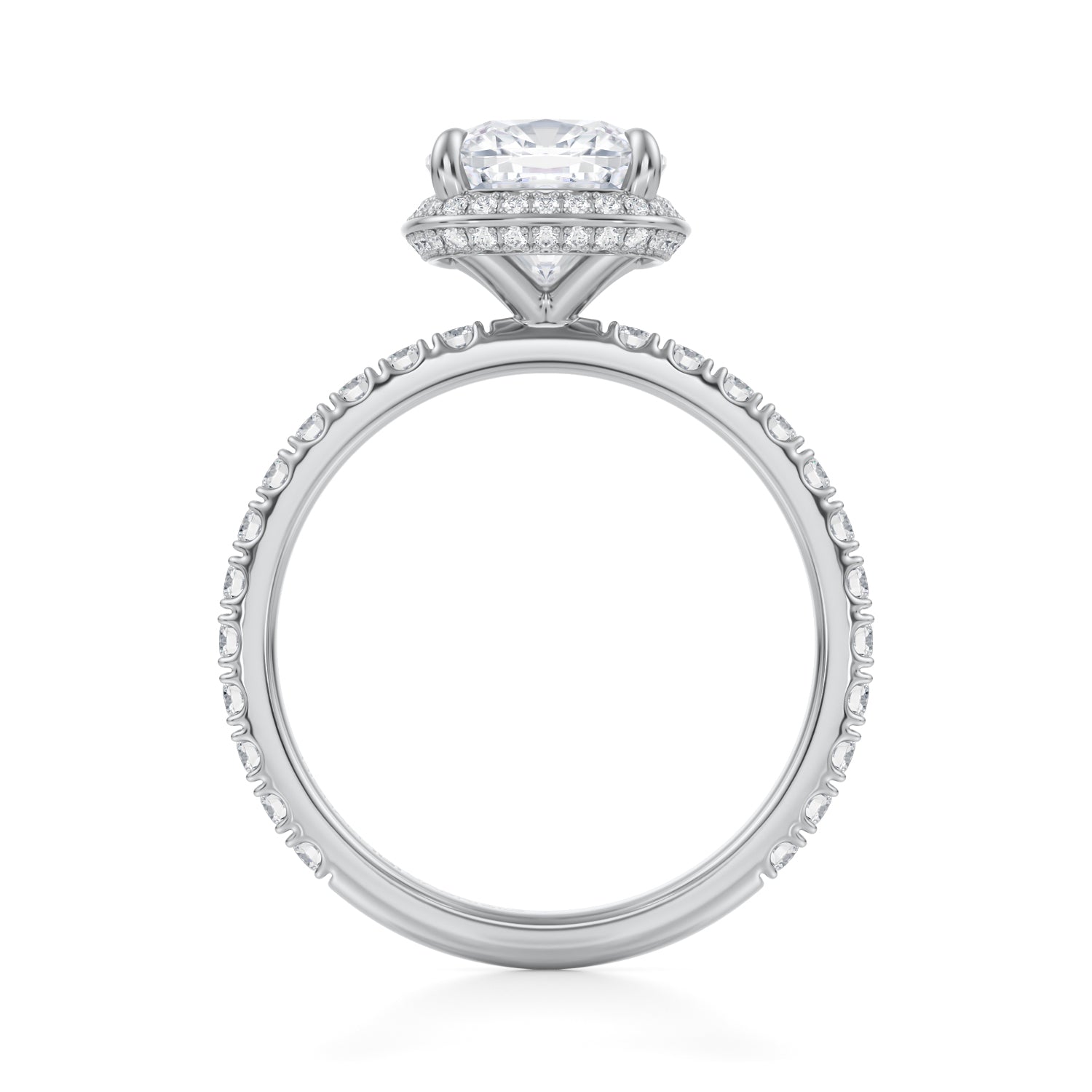 Cushion Knife Edge Halo With Pave Ring (1.00 Carat G-VVS2) - Michael Gabriels