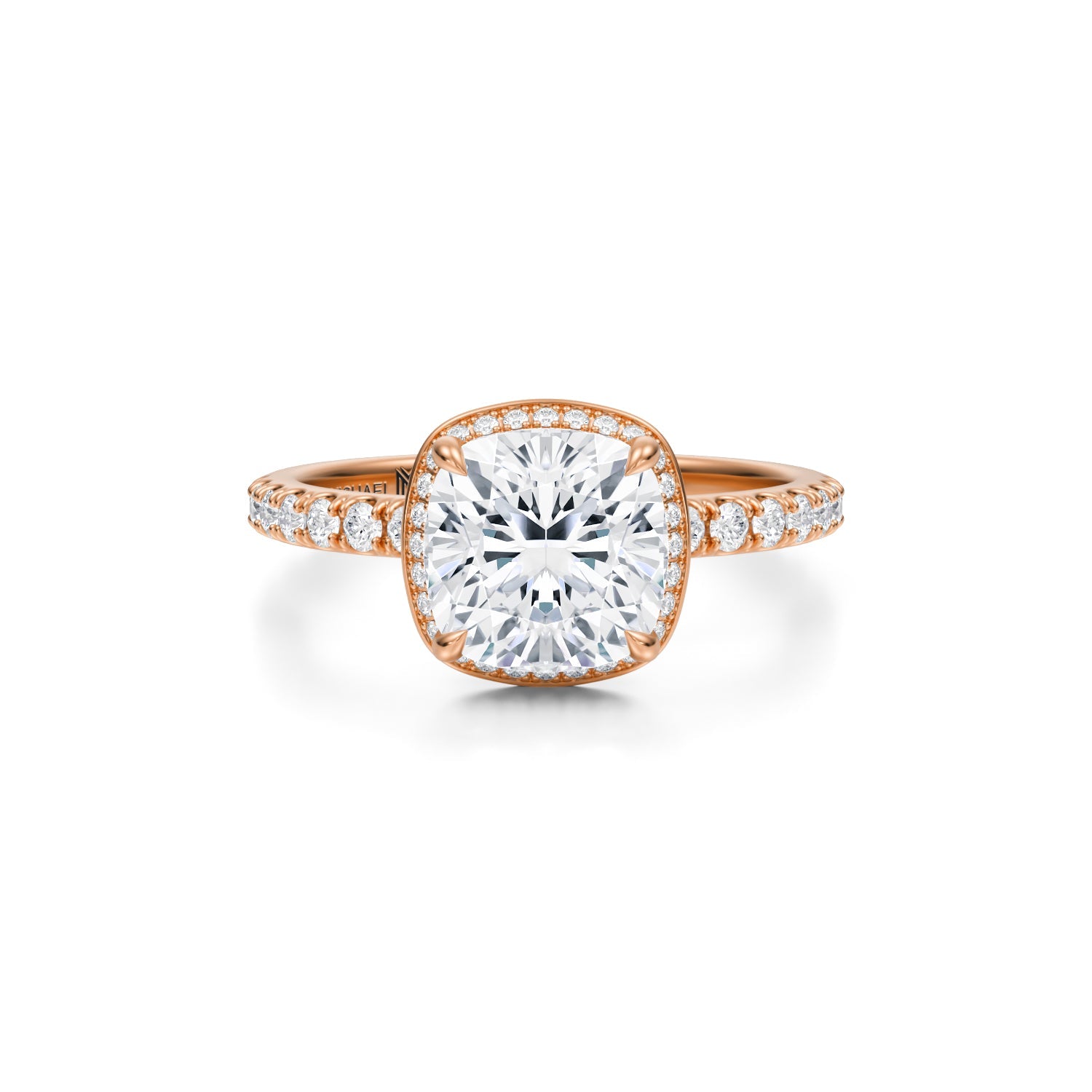 Cushion Knife Edge Halo With Pave Ring (2.00 Carat G-VS1) - Michael Gabriels
