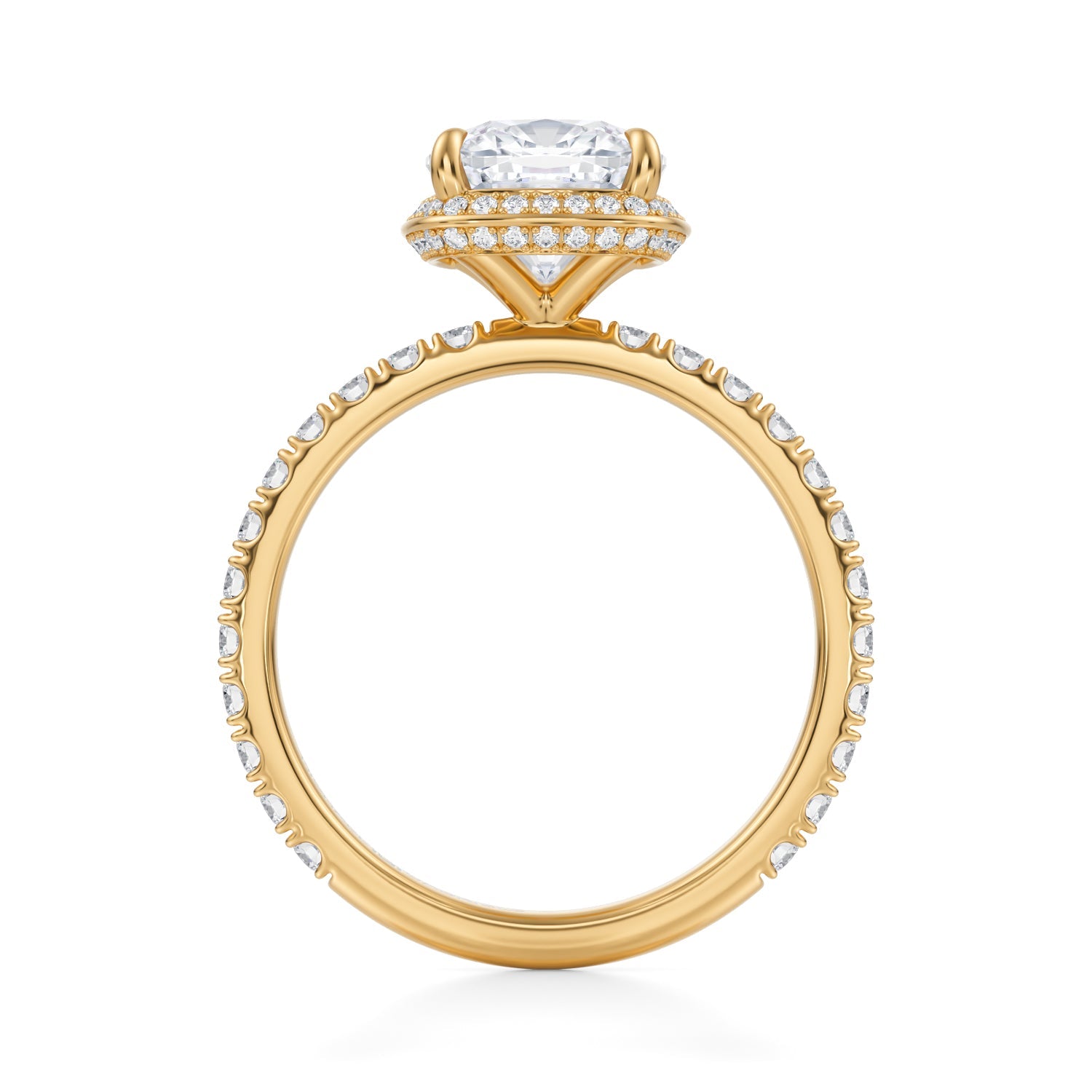 Cushion Knife Edge Halo With Pave Ring (2.40 Carat E-VS1) - Michael Gabriels