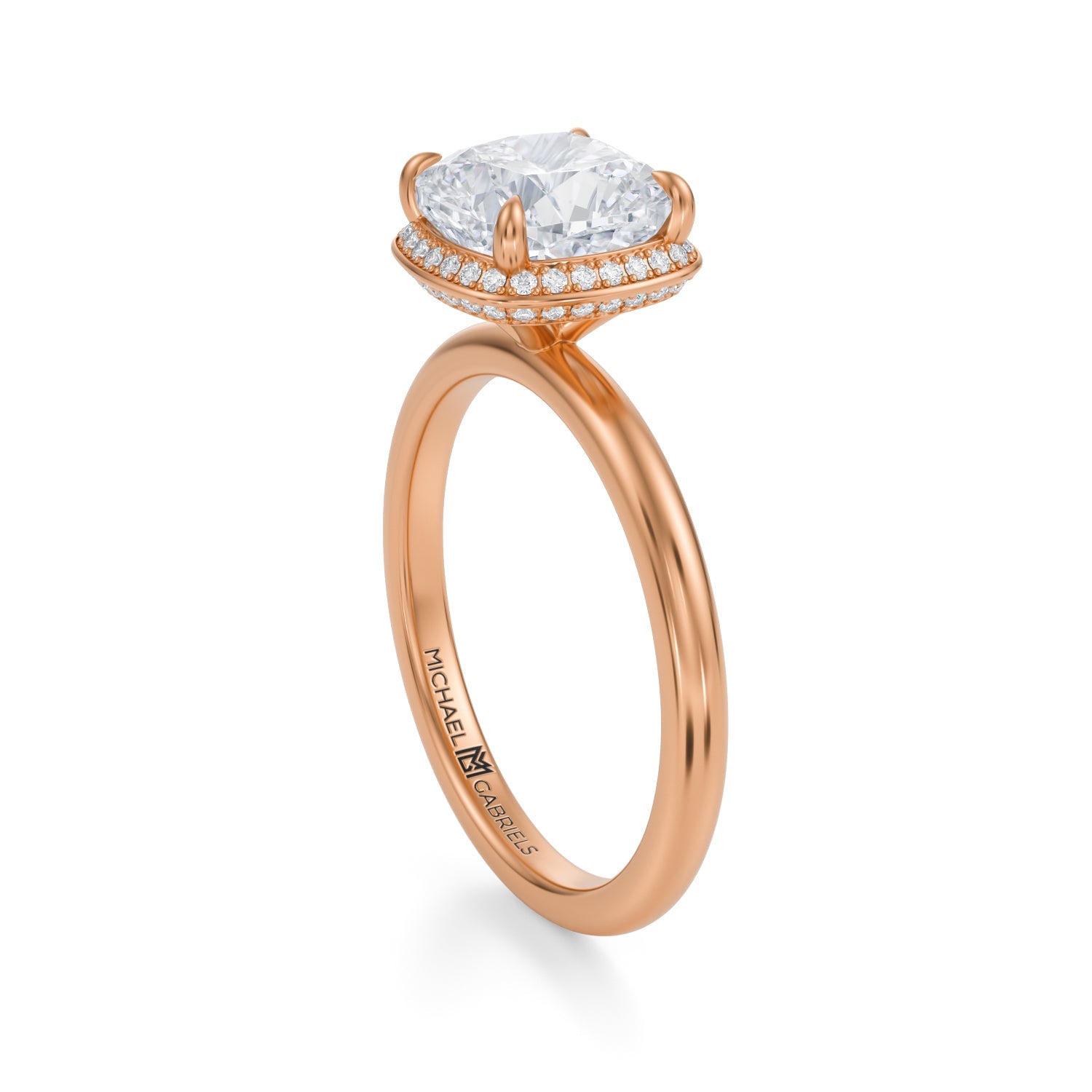 Cushion Knife Edge Halo With Solitaire Ring (1.50 Carat D-VS1) - Michael Gabriels