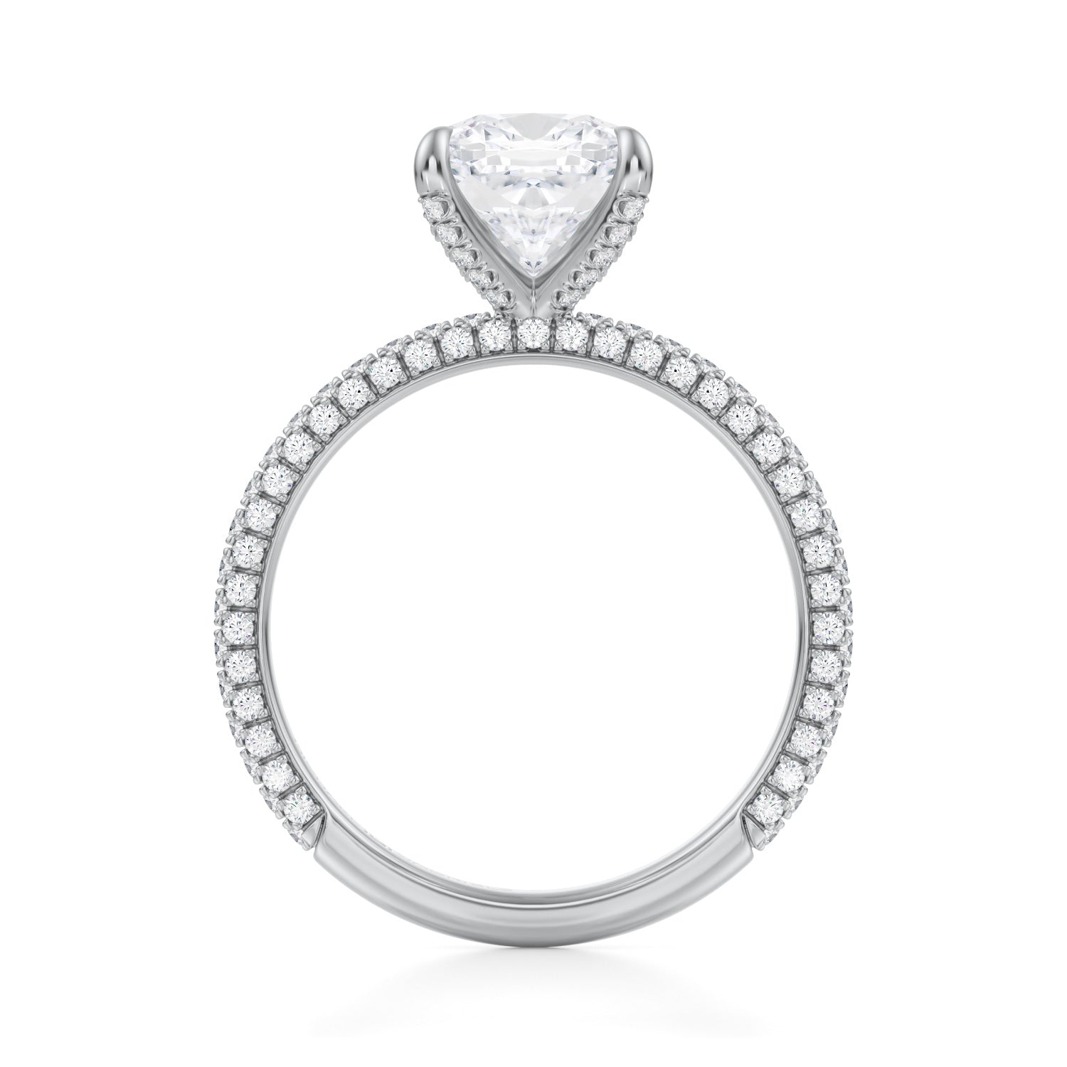 Cushion Knife Edge Pave Ring (2.70 Carat F-VS1) - Michael Gabriels