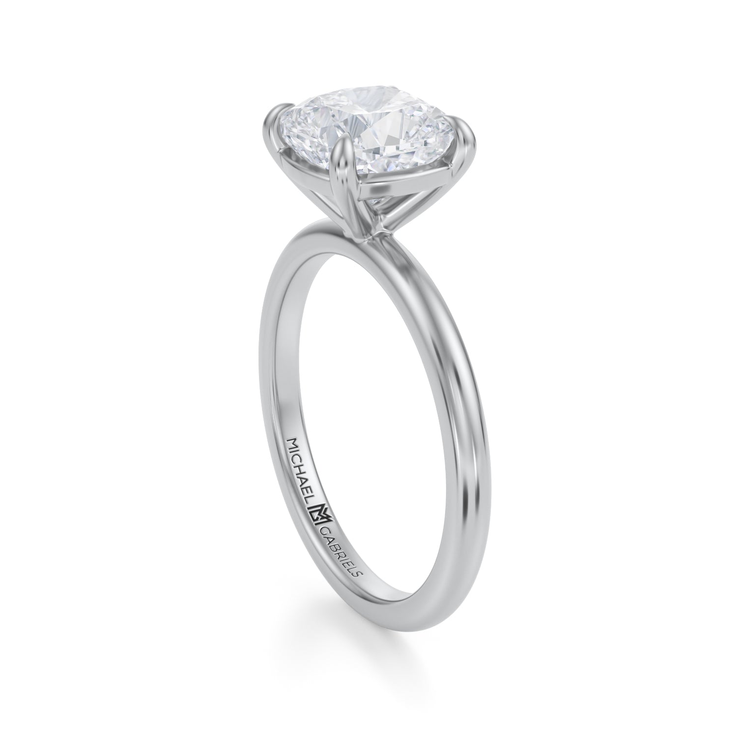 Cushion Martini Basket Solitaire Ring (3.70 Carat D-VVS2) - Michael Gabriels