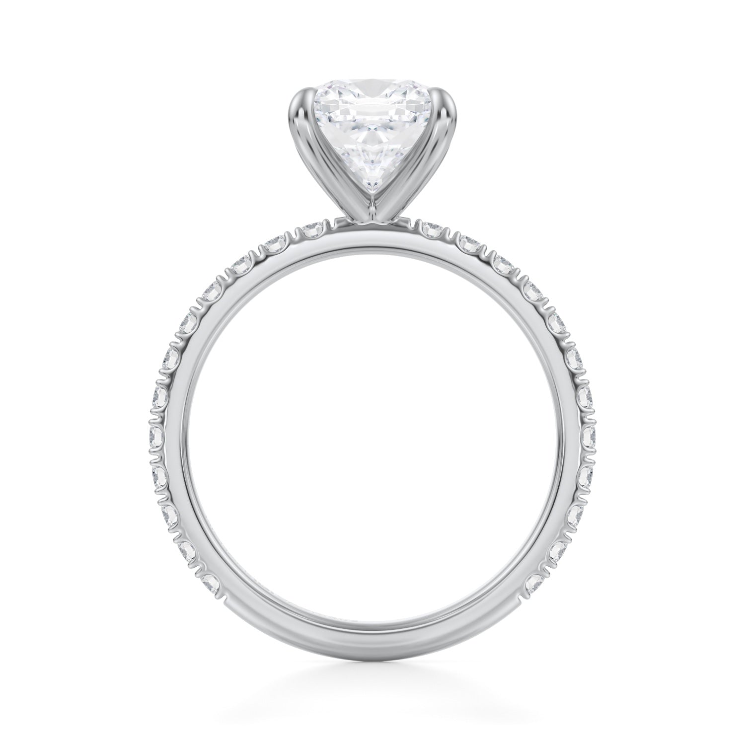 Cushion Modern Pave Ring (2.40 Carat F-VVS2) - Michael Gabriels