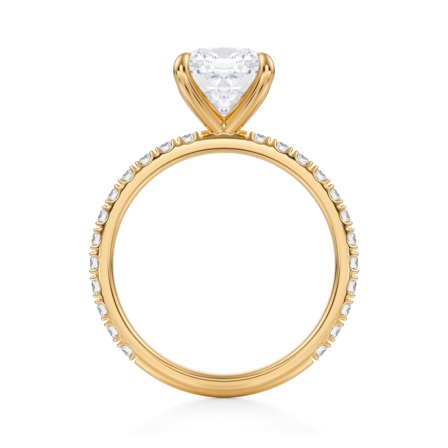 Cushion Modern Pave Ring (3.00 Carat G-VVS2) - Michael Gabriels