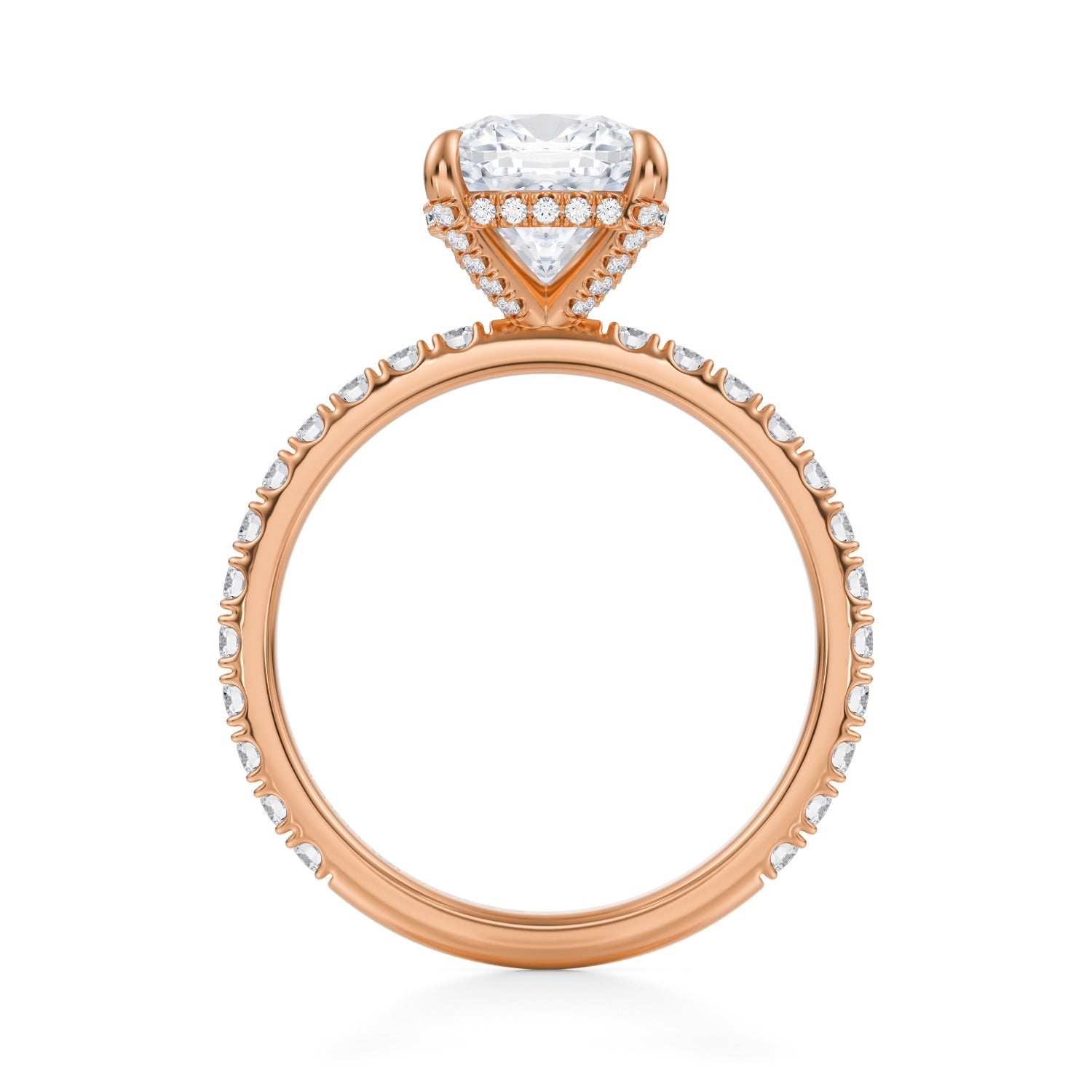 Cushion Pave Basket With Pave Ring (3.00 Carat F-VVS2) - Michael Gabriels
