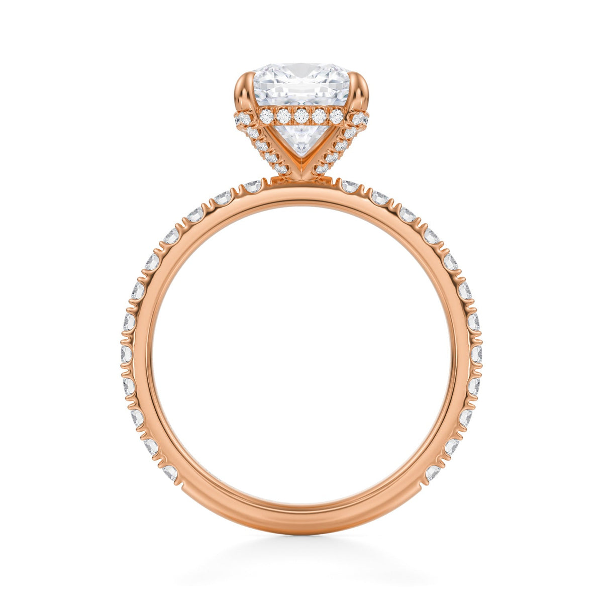 Cushion Pave Basket With Pave Ring (3.70 Carat F-VVS2) - Michael Gabriels