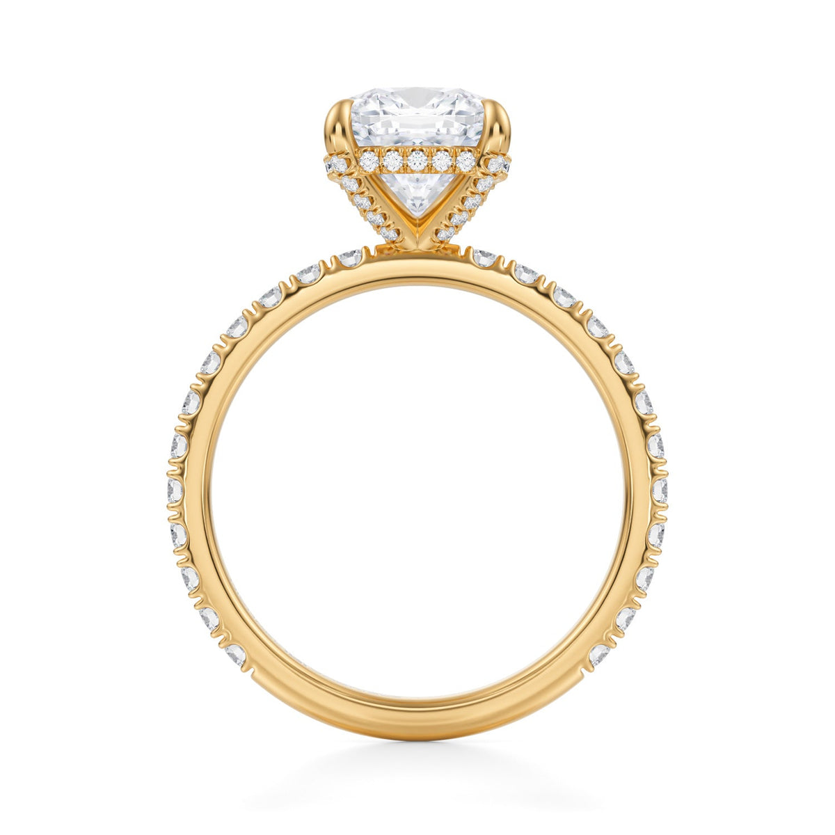 Cushion Pave Basket With Pave Ring (3.70 Carat F-VVS2) - Michael Gabriels