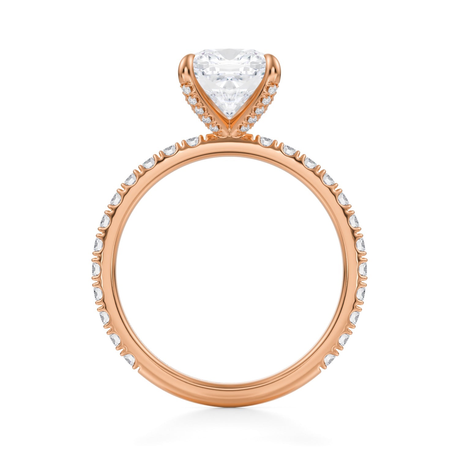 Cushion Pave Ring With Pave Prongs (2.50 Carat D-VS1) - Michael Gabriels