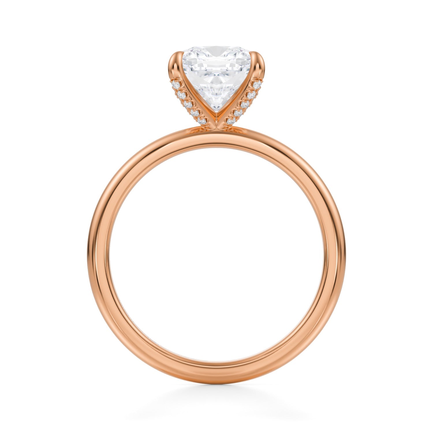 Cushion Solitaire Ring With Pave Prongs (2.00 Carat E-VVS2) - Michael Gabriels