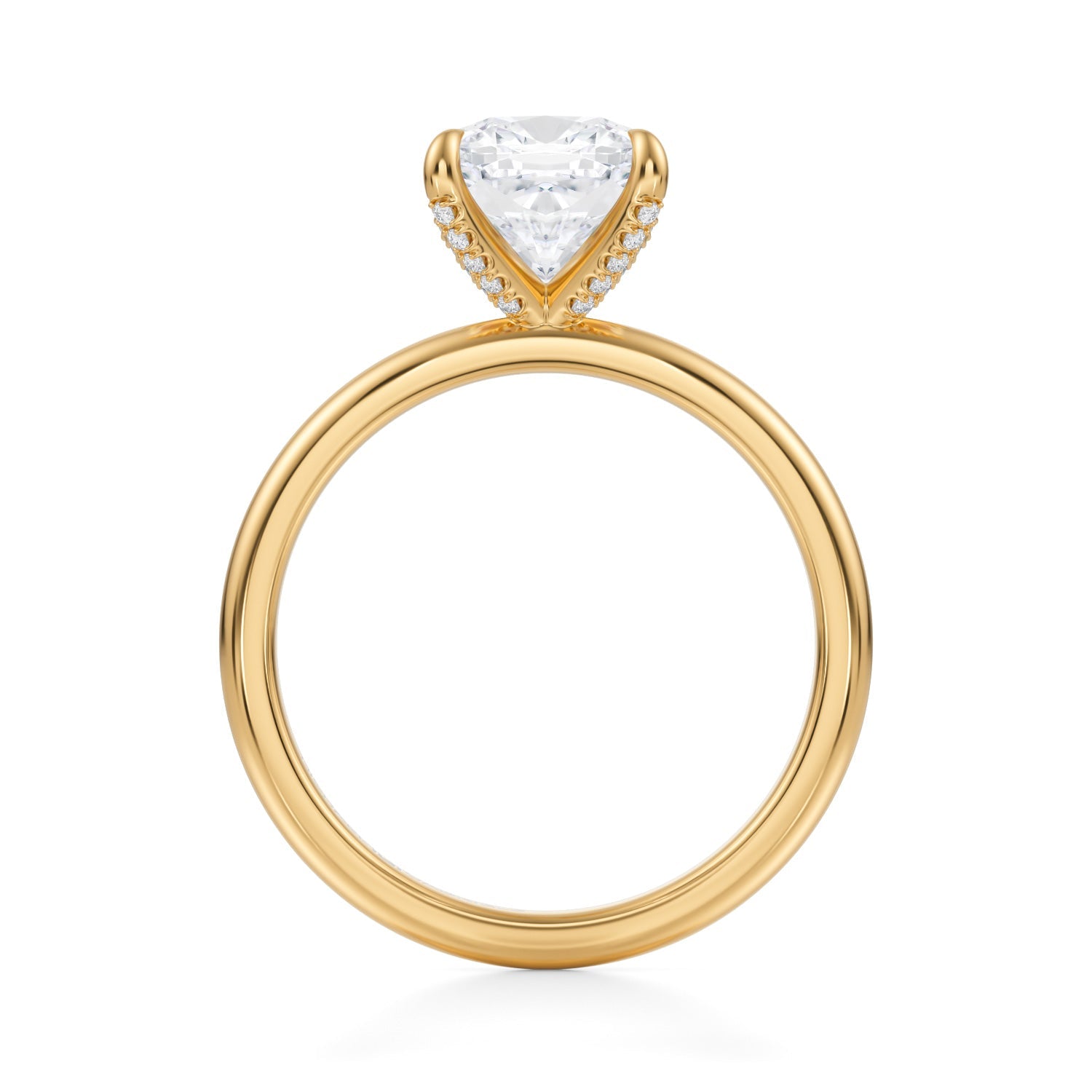 Cushion Solitaire Ring With Pave Prongs (2.40 Carat E-VVS2) - Michael Gabriels