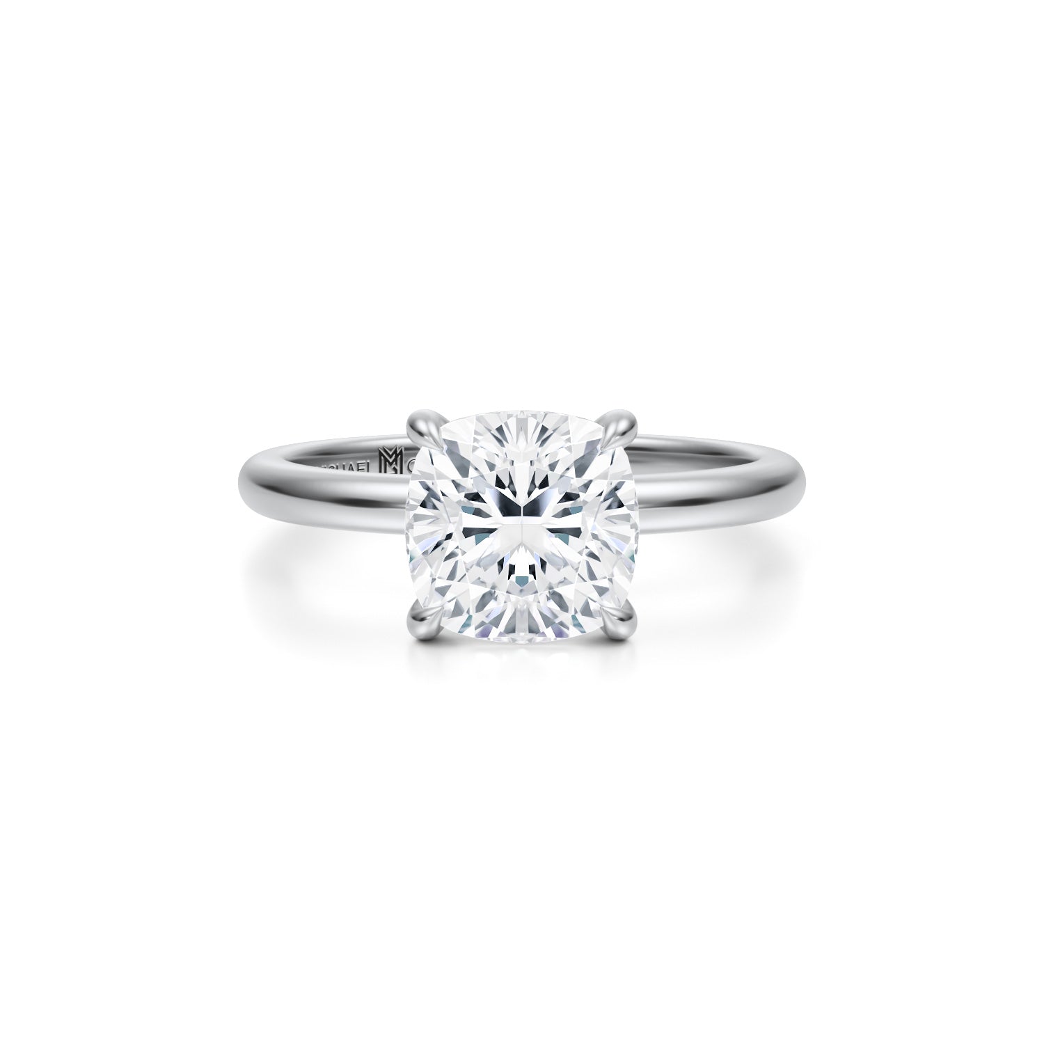 Cushion Solitaire Ring With Pave Prongs (3.20 Carat F-VVS2) - Michael Gabriels