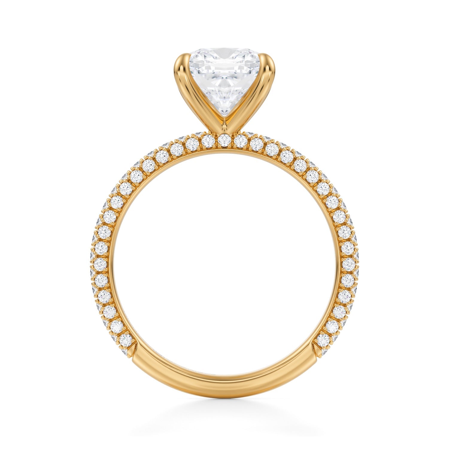 Cushion Trio Pave Ring (3.00 Carat F-VVS2) - Michael Gabriels