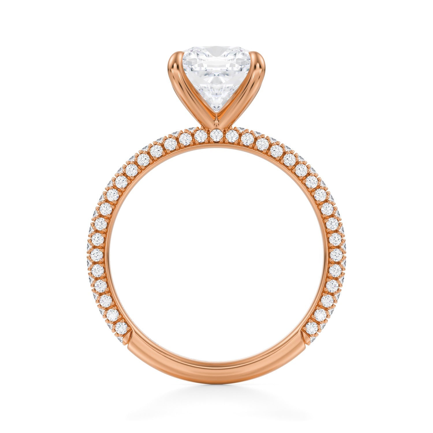 Cushion Trio Pave Ring (3.40 Carat D-VS1) - Michael Gabriels