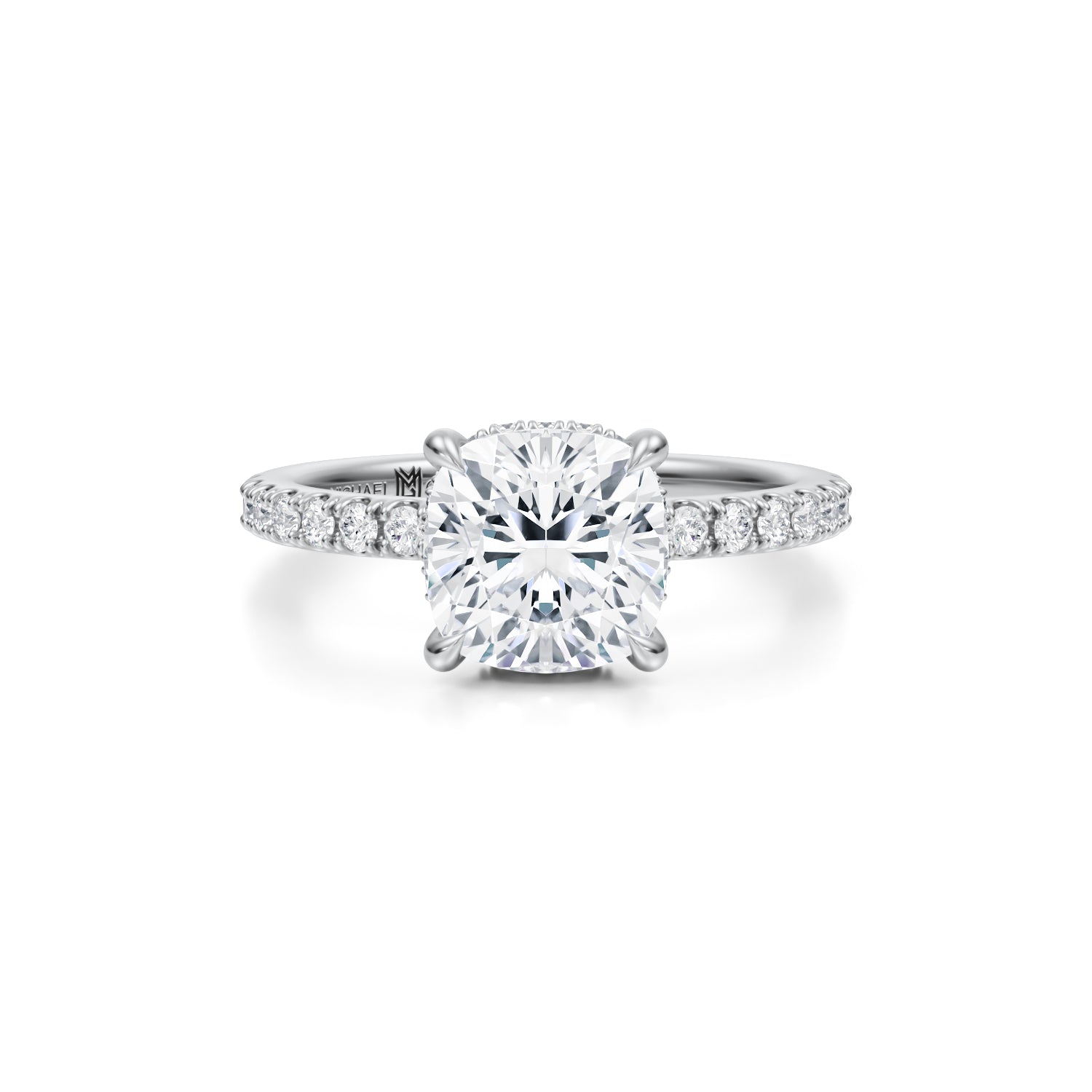 Cushion Wrap Halo With Pave Ring (3.40 Carat D-VS1) - Michael Gabriels
