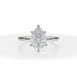 Lab Grown Diamond Classic Pear Solitaire Ring in White Gold