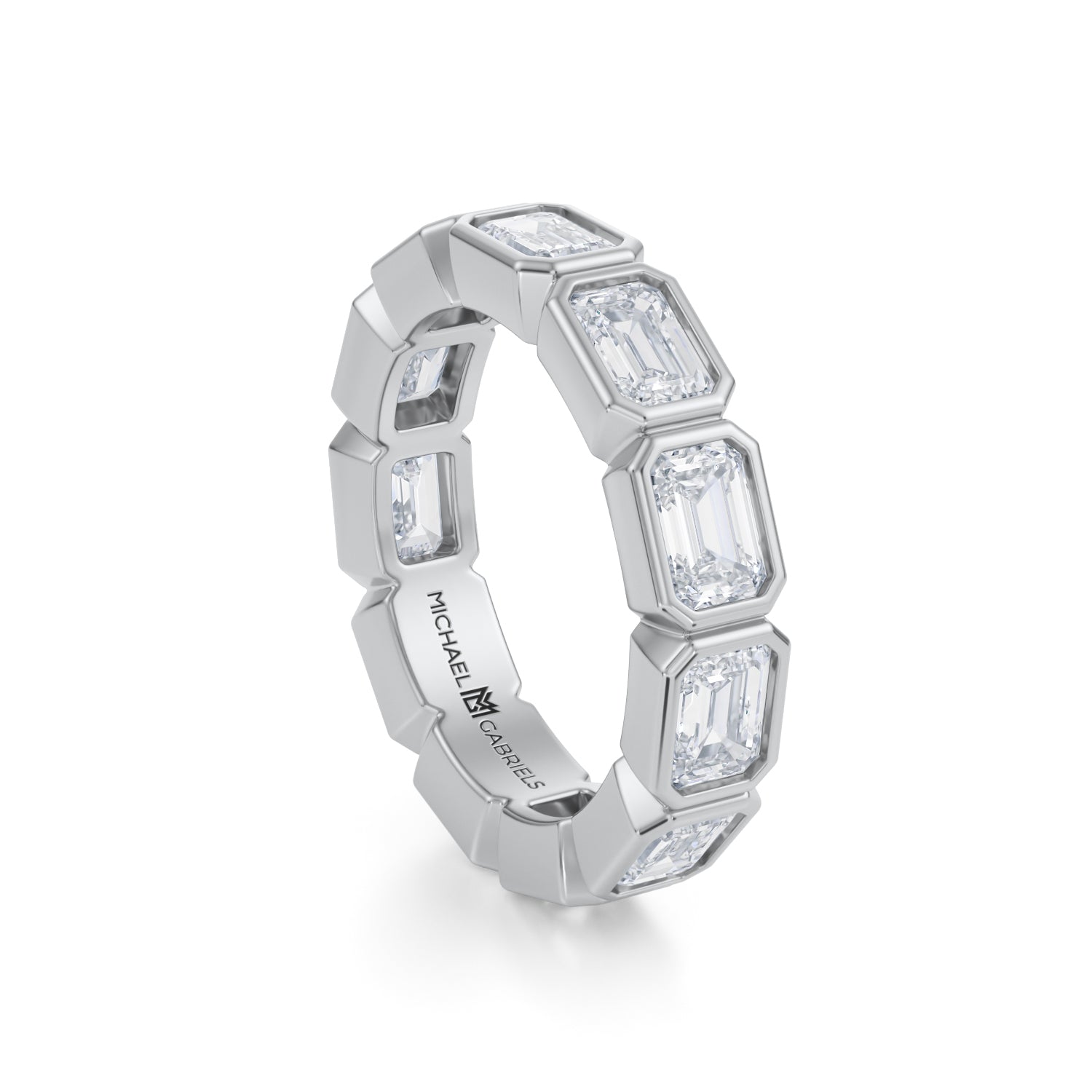 Emerald Bezel Lab Grown Diamond Horizontal Eternity Band - Medium - Michael Gabriels