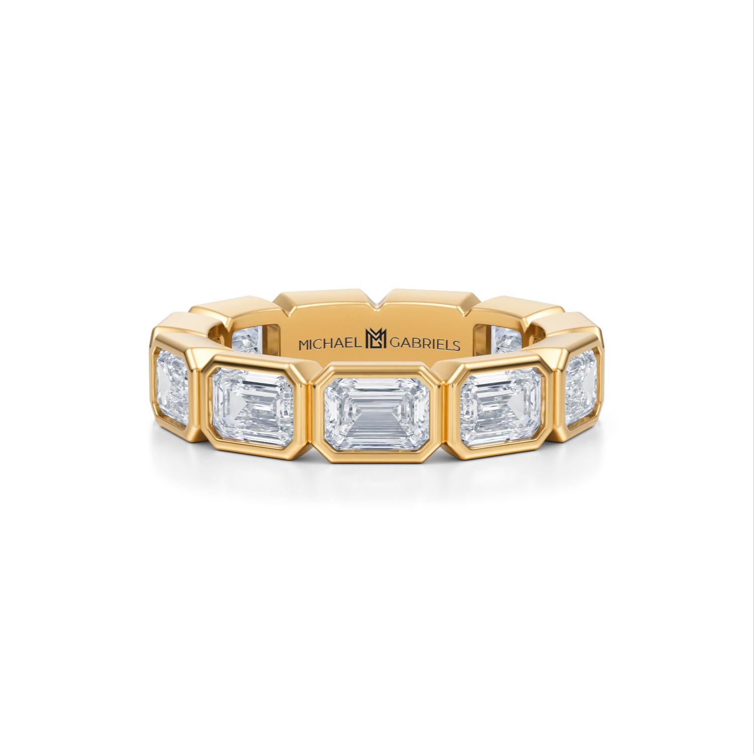 Emerald Bezel Lab Grown Diamond Horizontal Eternity Band - Medium - Michael Gabriels